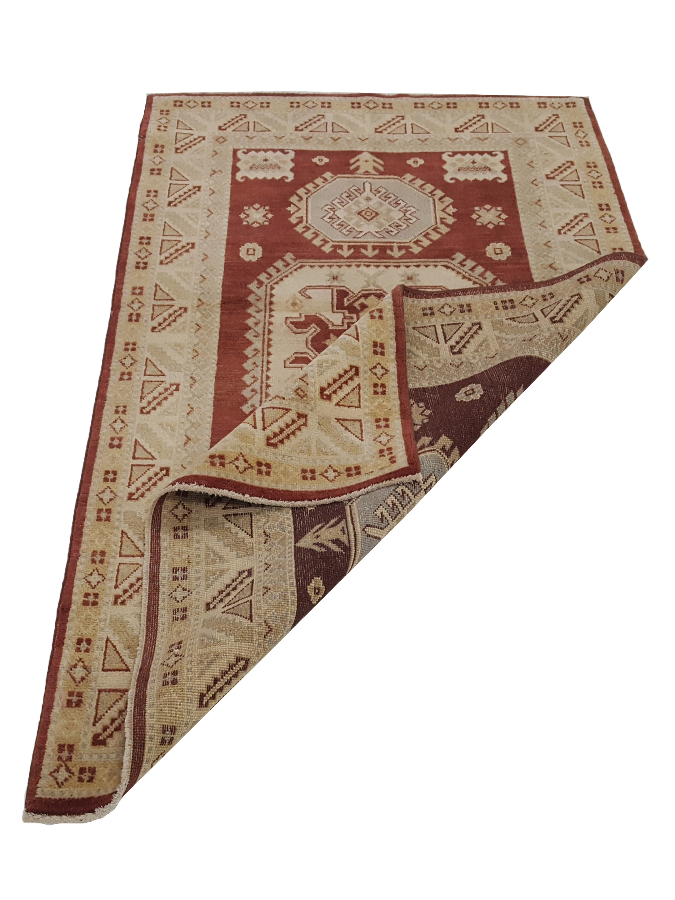 Kazak Hand Knotted Burgundy 4x6 - Image 3 of 6