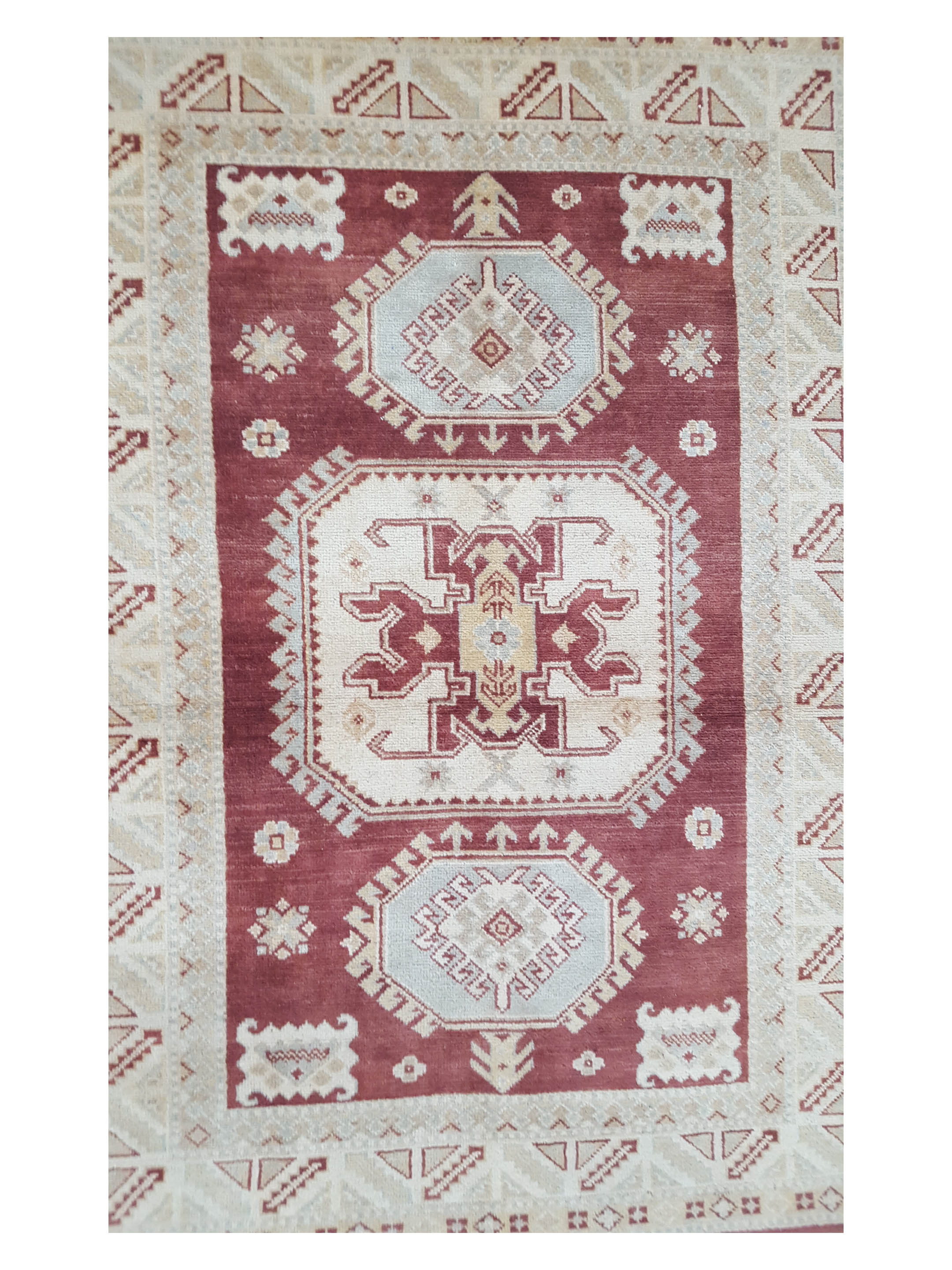 Kazak Hand Knotted Burgundy 4x6 - Image 5 of 6