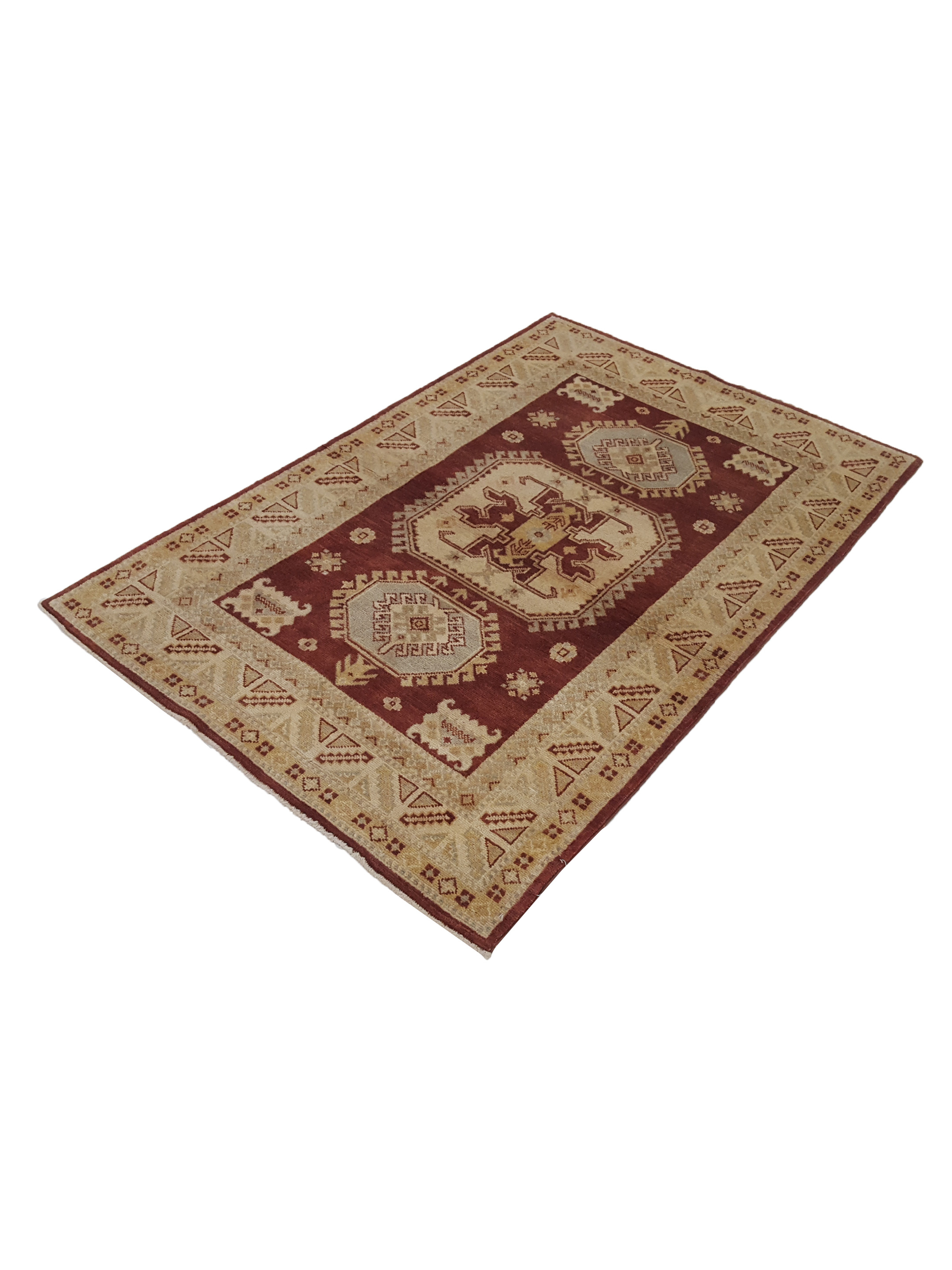 Kazak Hand Knotted Burgundy 4x6 - Image 6 of 6
