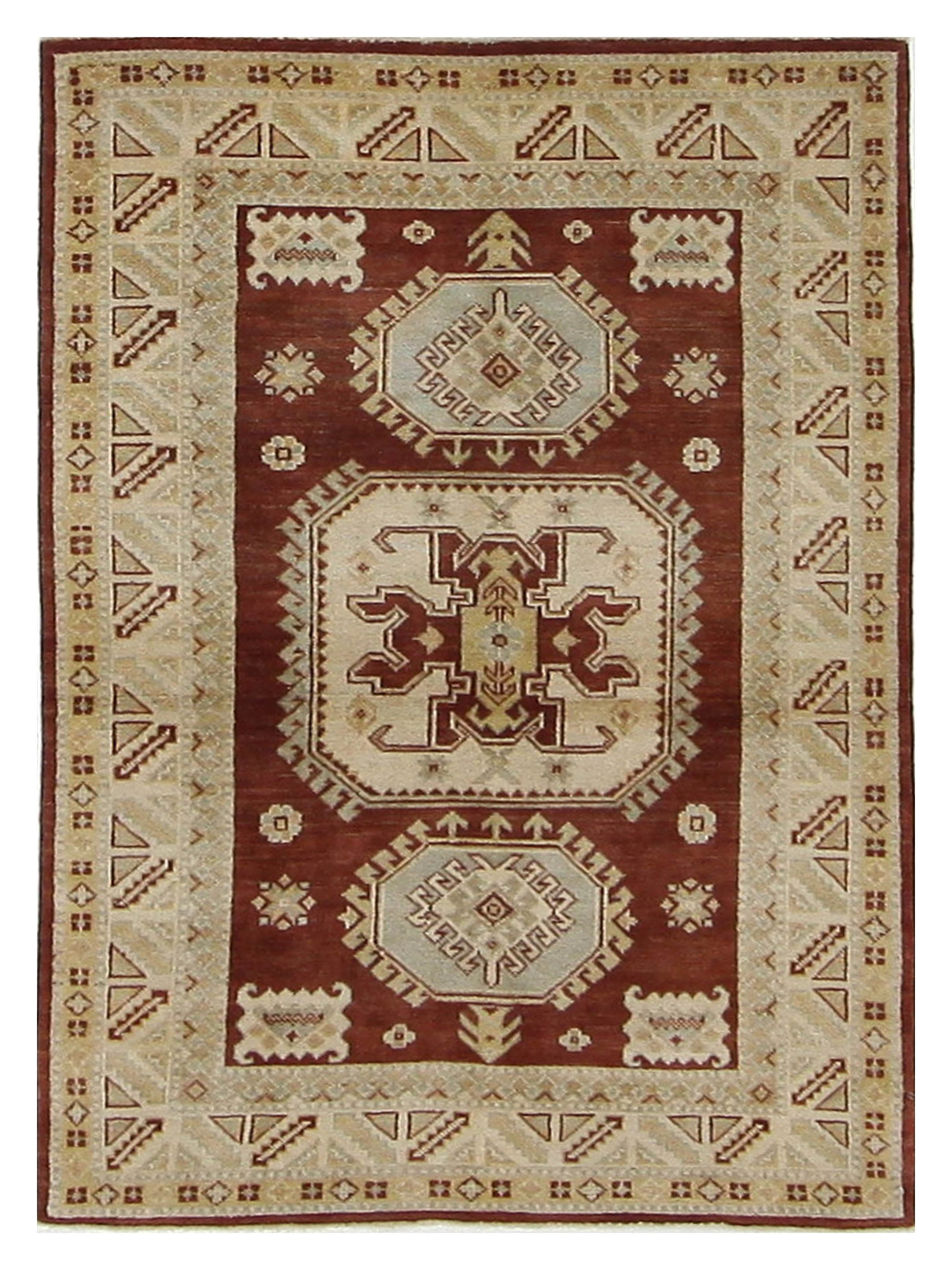 Kazak Hand Knotted Burgundy 4x6
