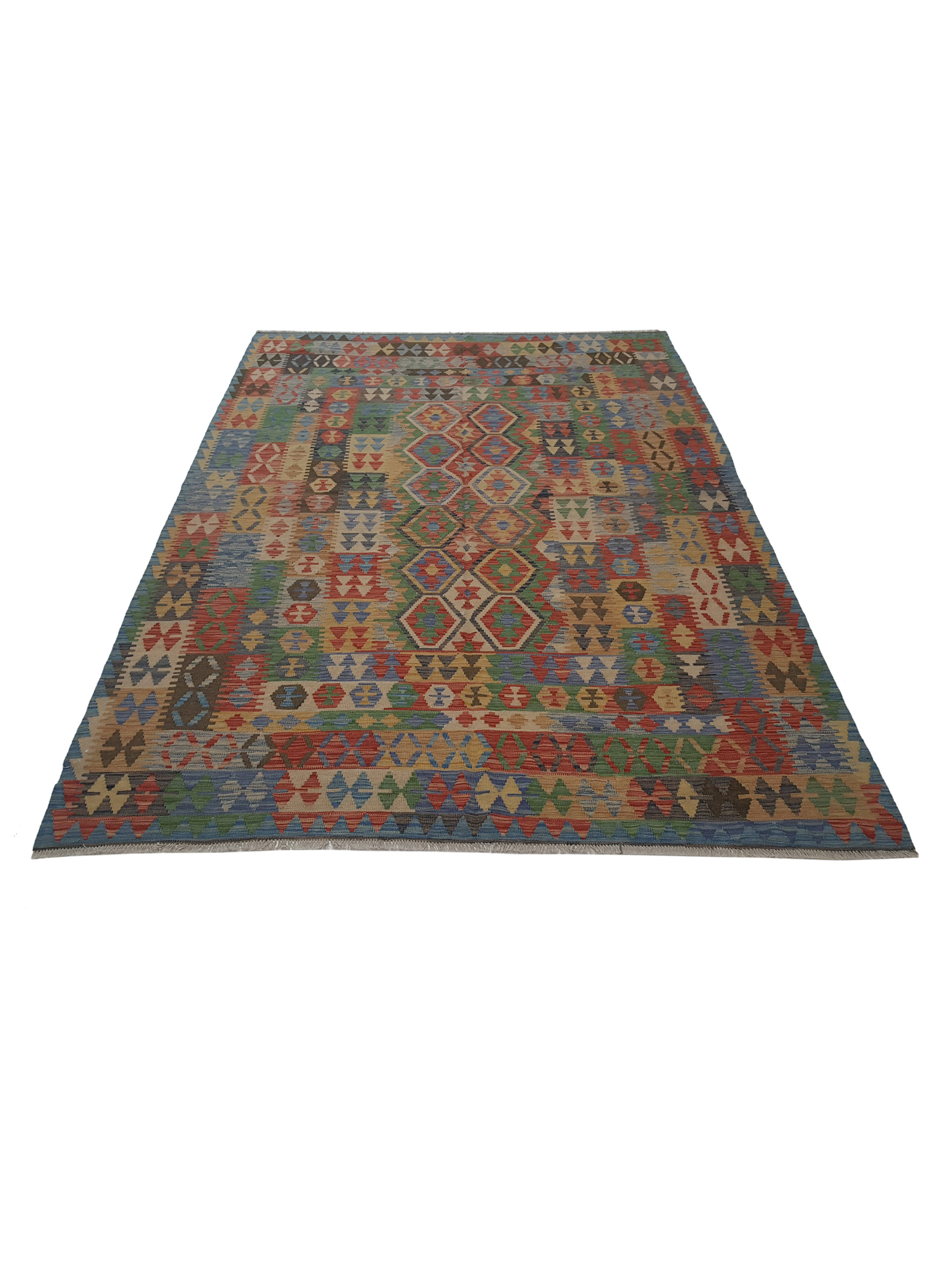 Kilim Hand Woven Green 6x9 - Image 2 of 6