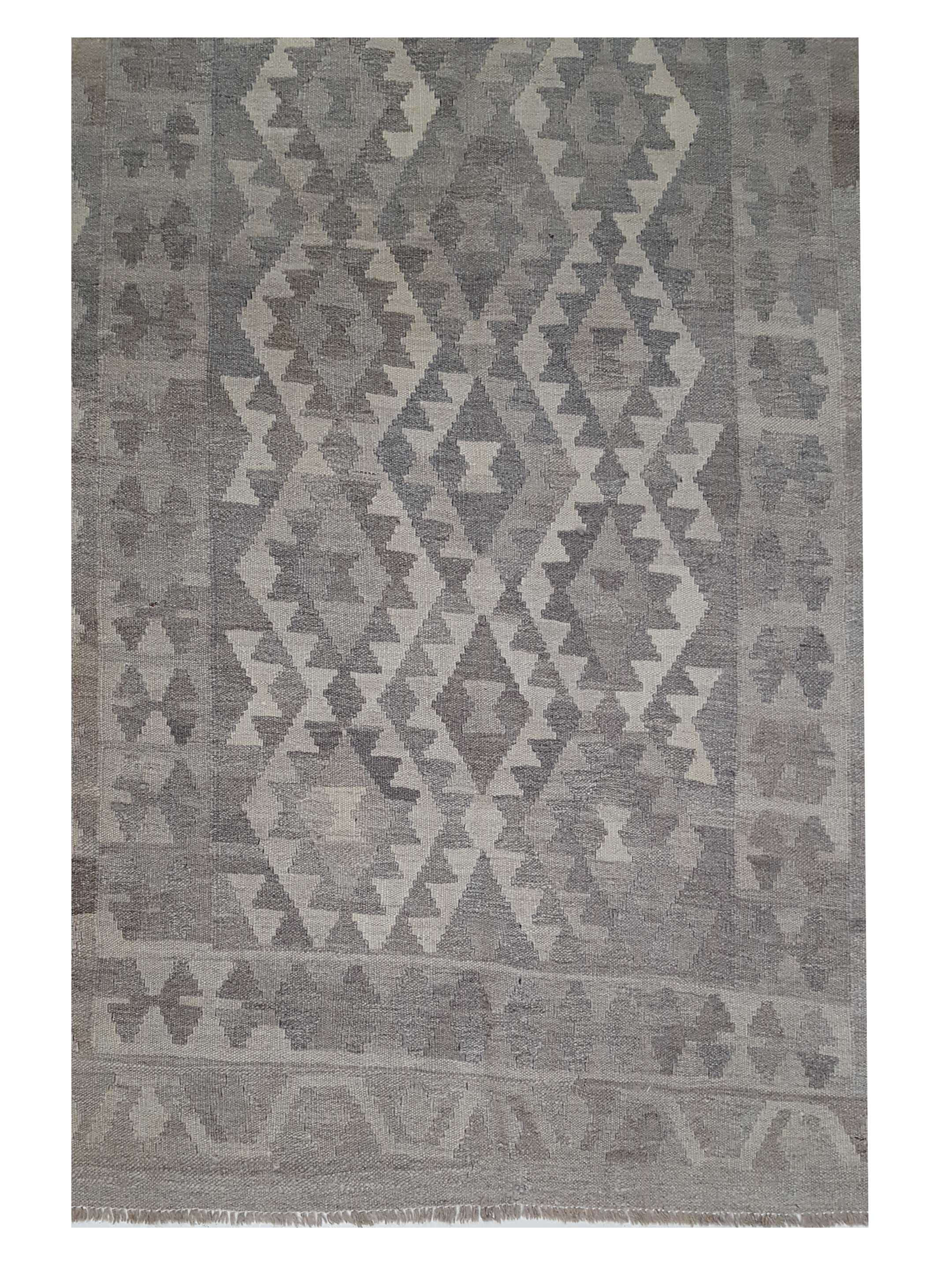 Kilim Hand Woven Grey 3x5 - Image 4 of 5