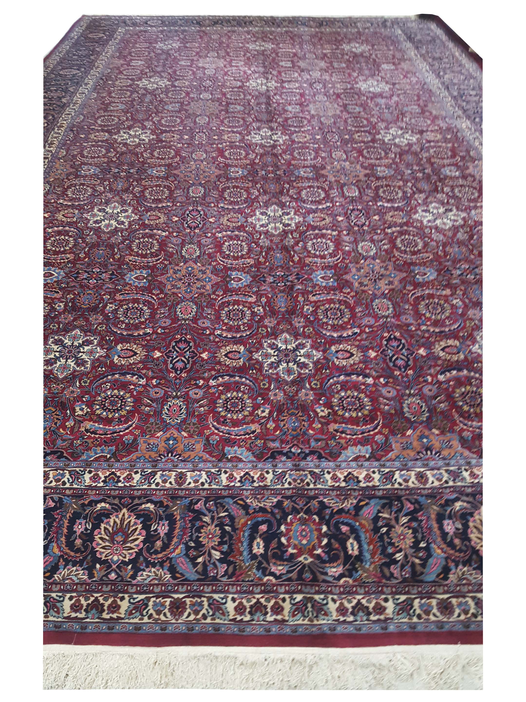 Mashad Semi Antique Burgundy 16x28