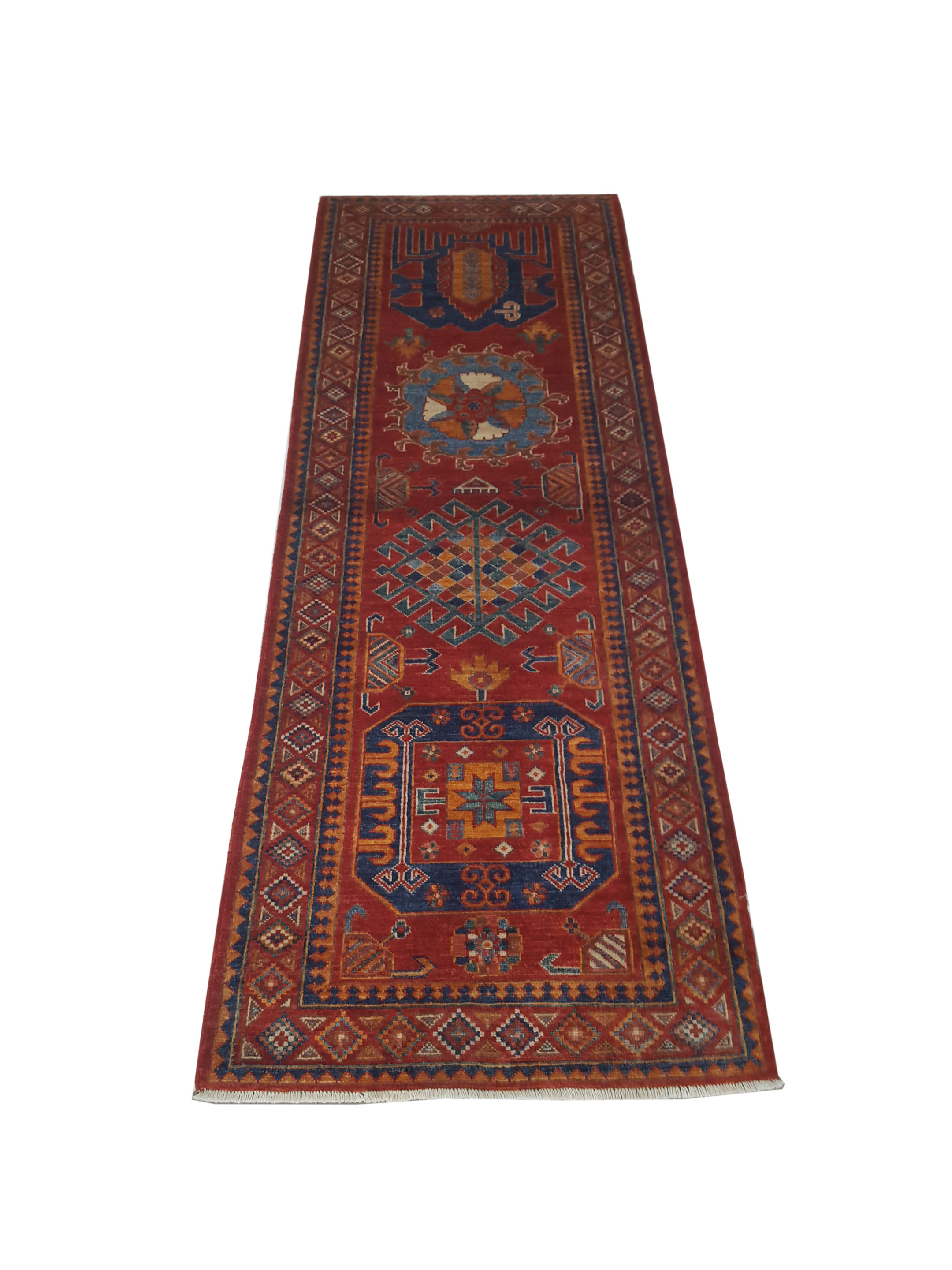 Humna Hand Knotted Red 3x8 - Image 2 of 4