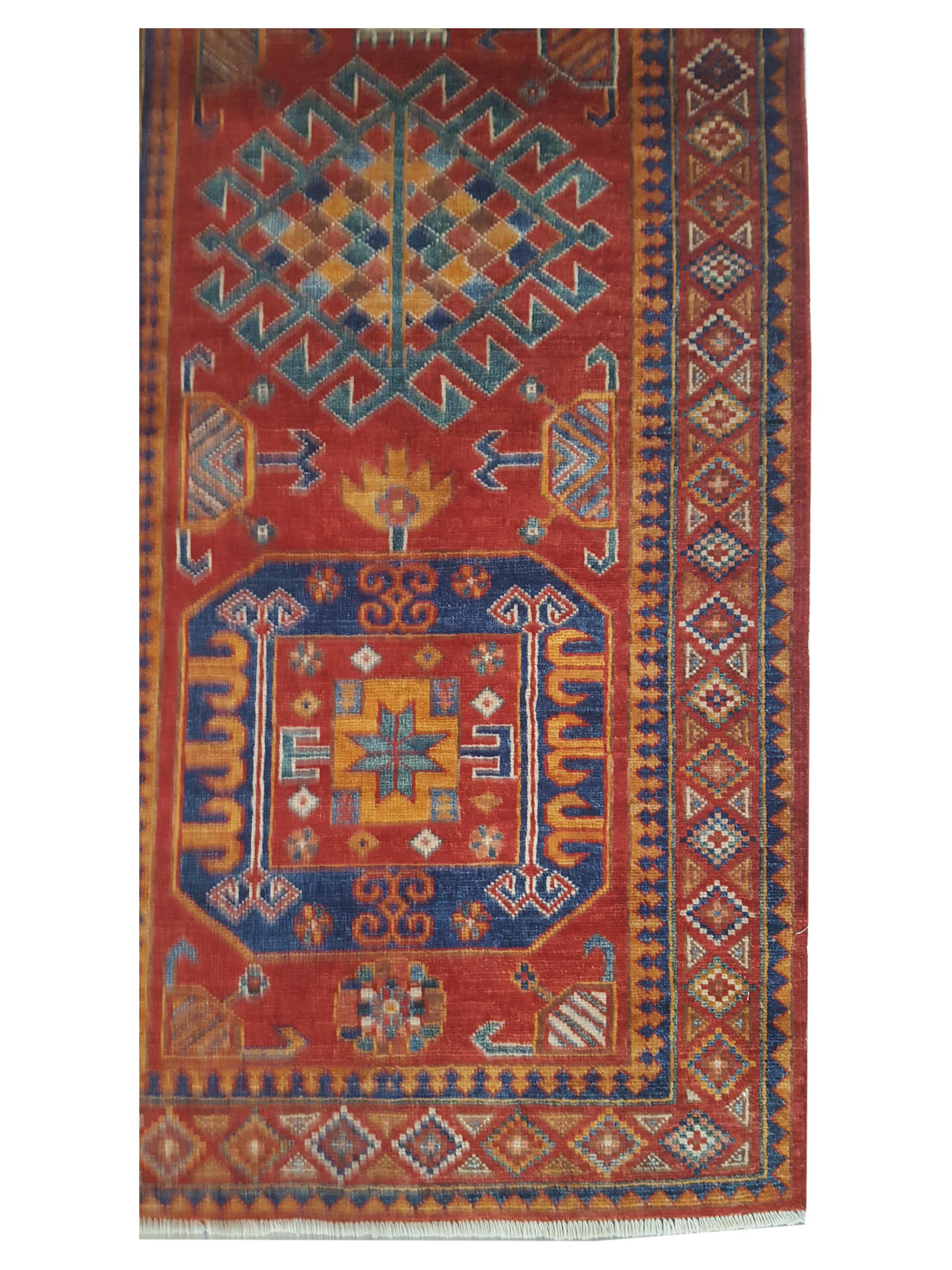 Humna Hand Knotted Red 3x8 - Image 3 of 4