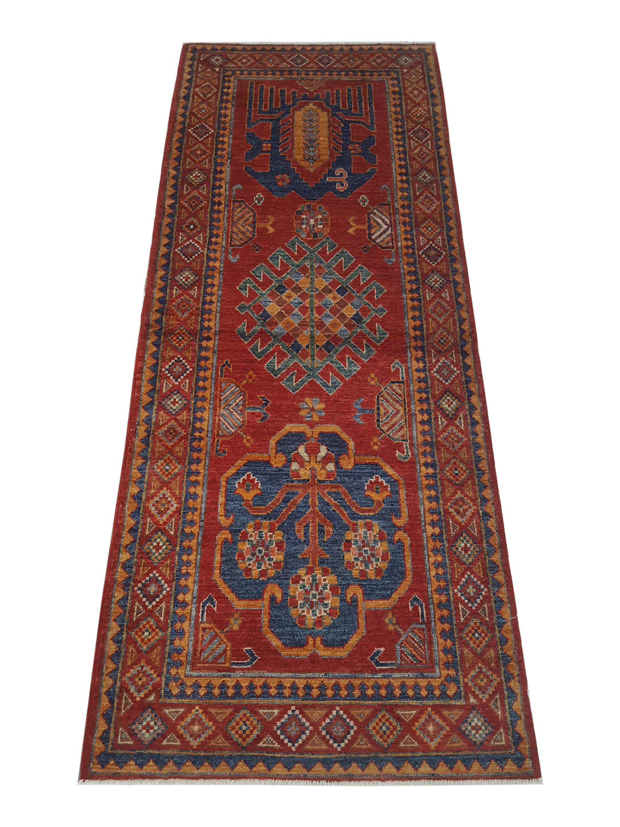 Humna Hand Knotted Red 3x8 - Image 2 of 4