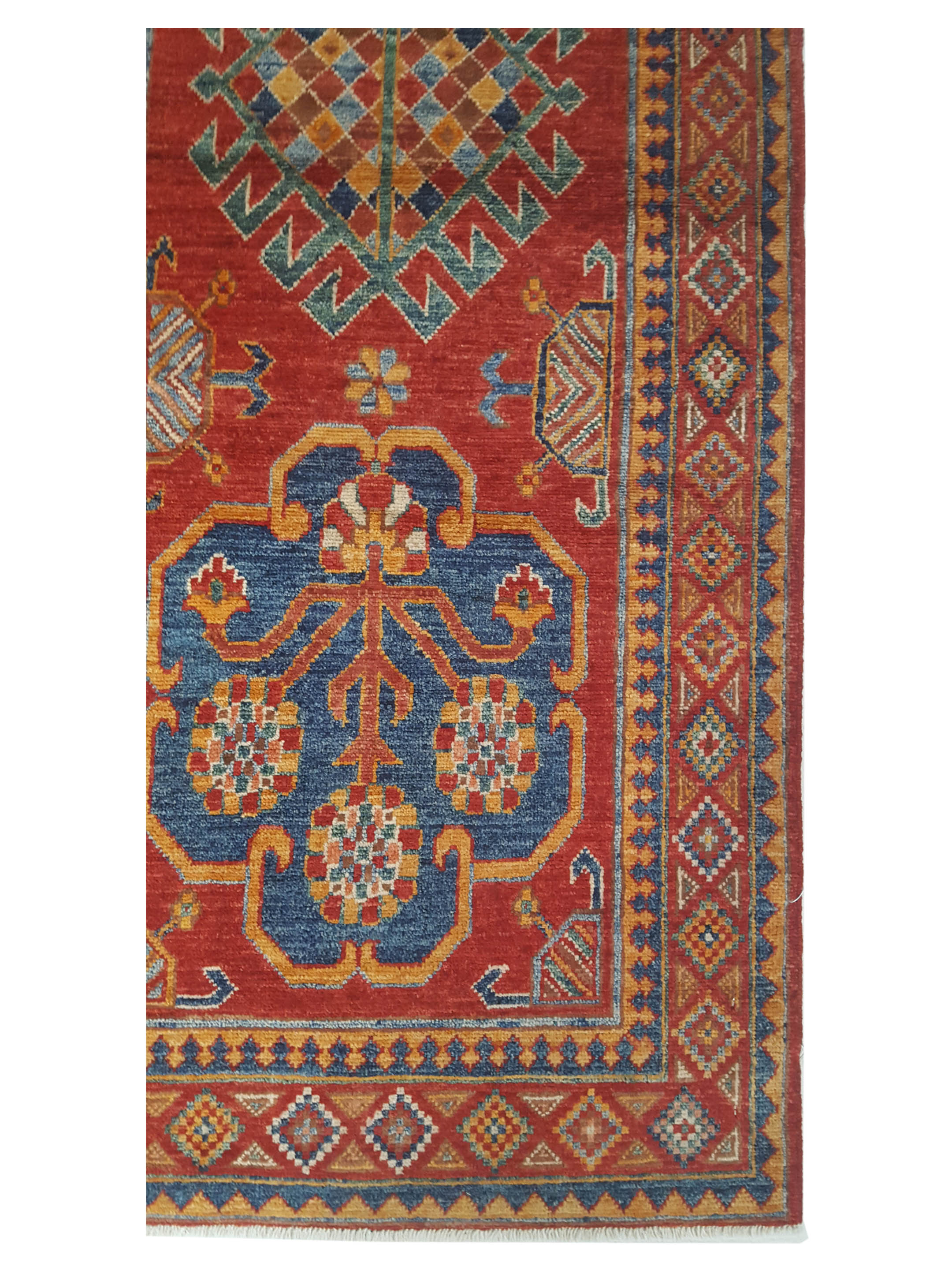 Humna Hand Knotted Red 3x8 - Image 3 of 4