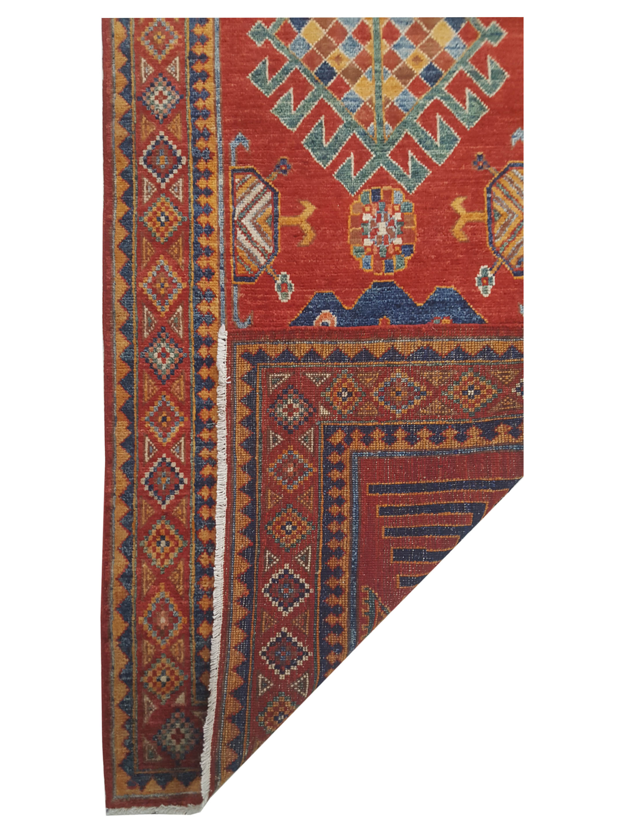 Humna Hand Knotted Red 3x8 - Image 4 of 4