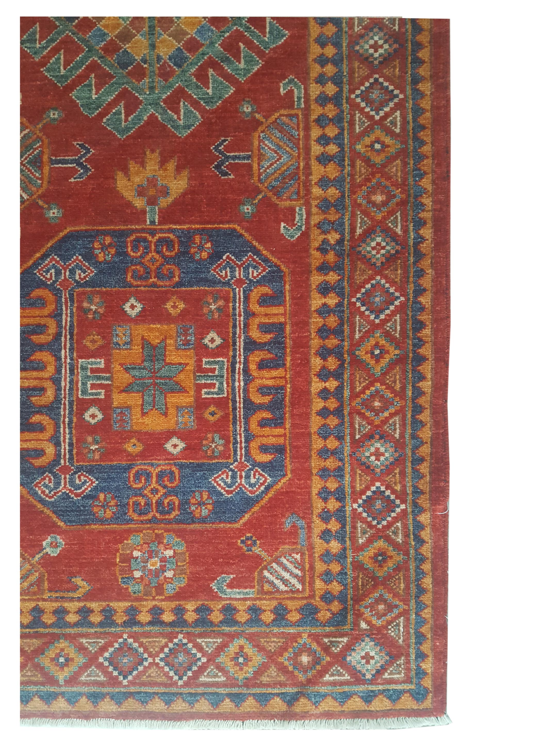 Humna Hand Knotted Red 3x8 - Image 2 of 3