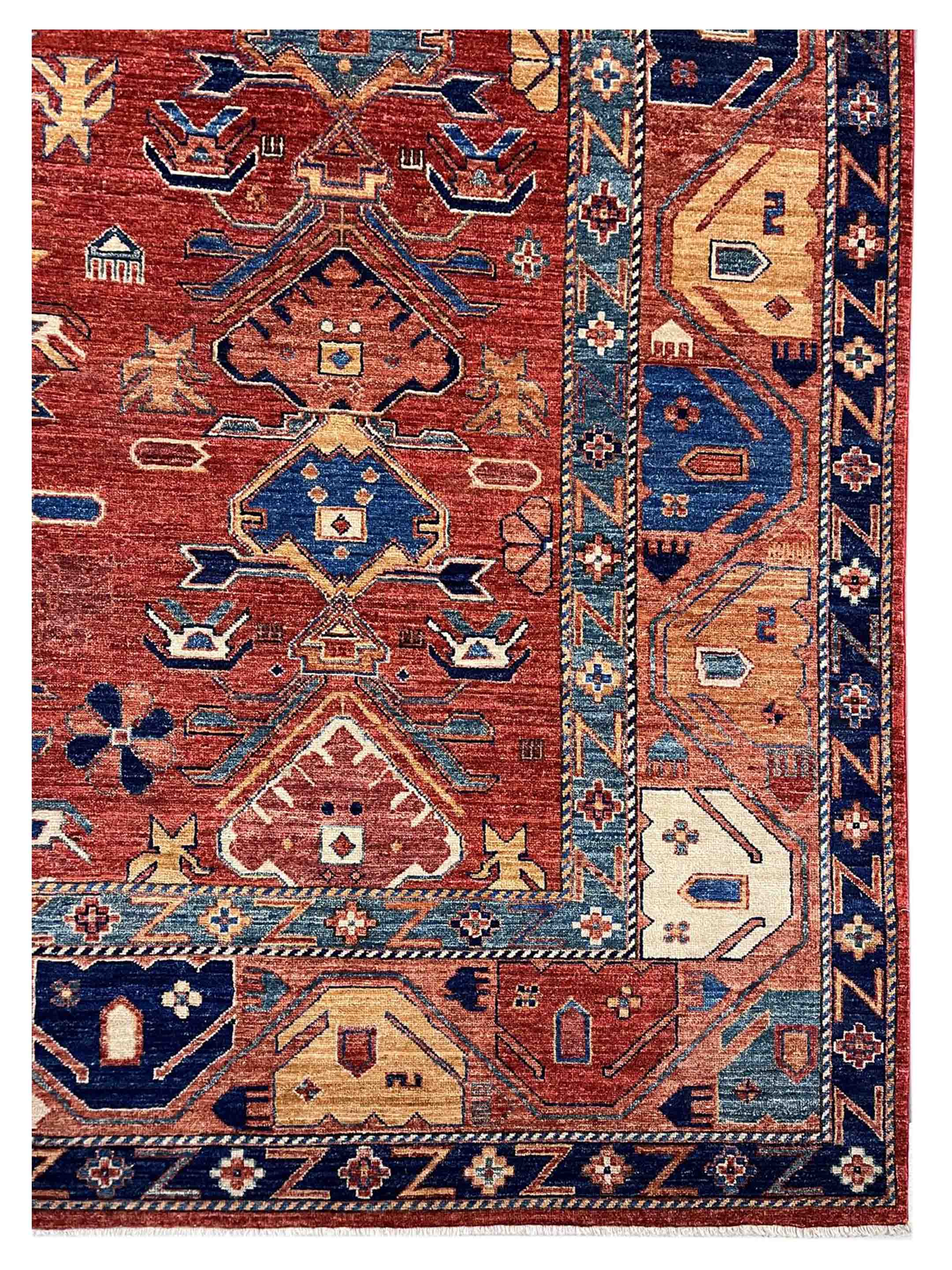 Humna Hand Knotted Red 9x10 - Image 3 of 5