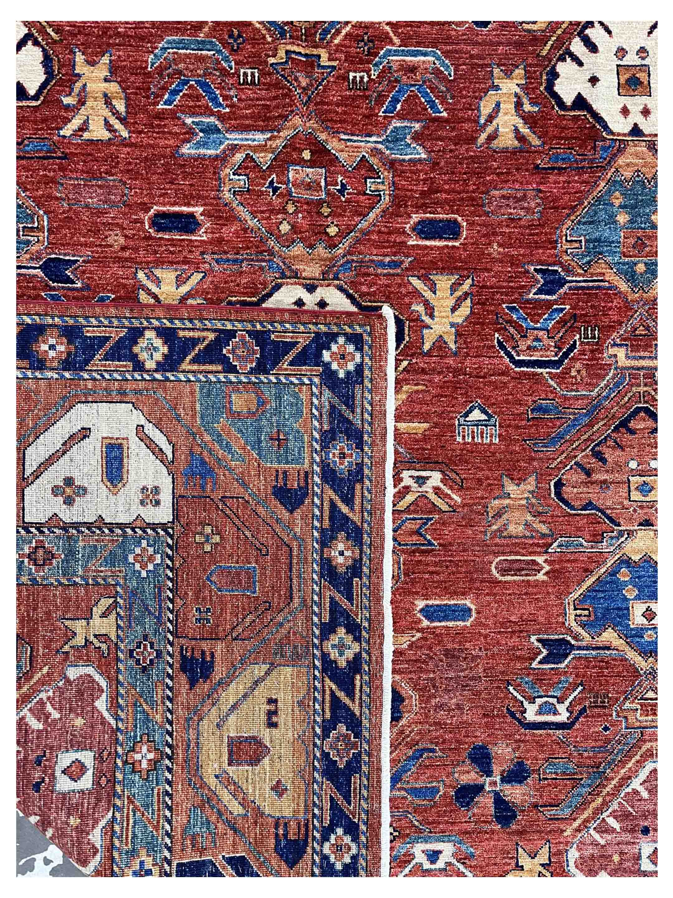 Humna Hand Knotted Red 9x10 - Image 5 of 5