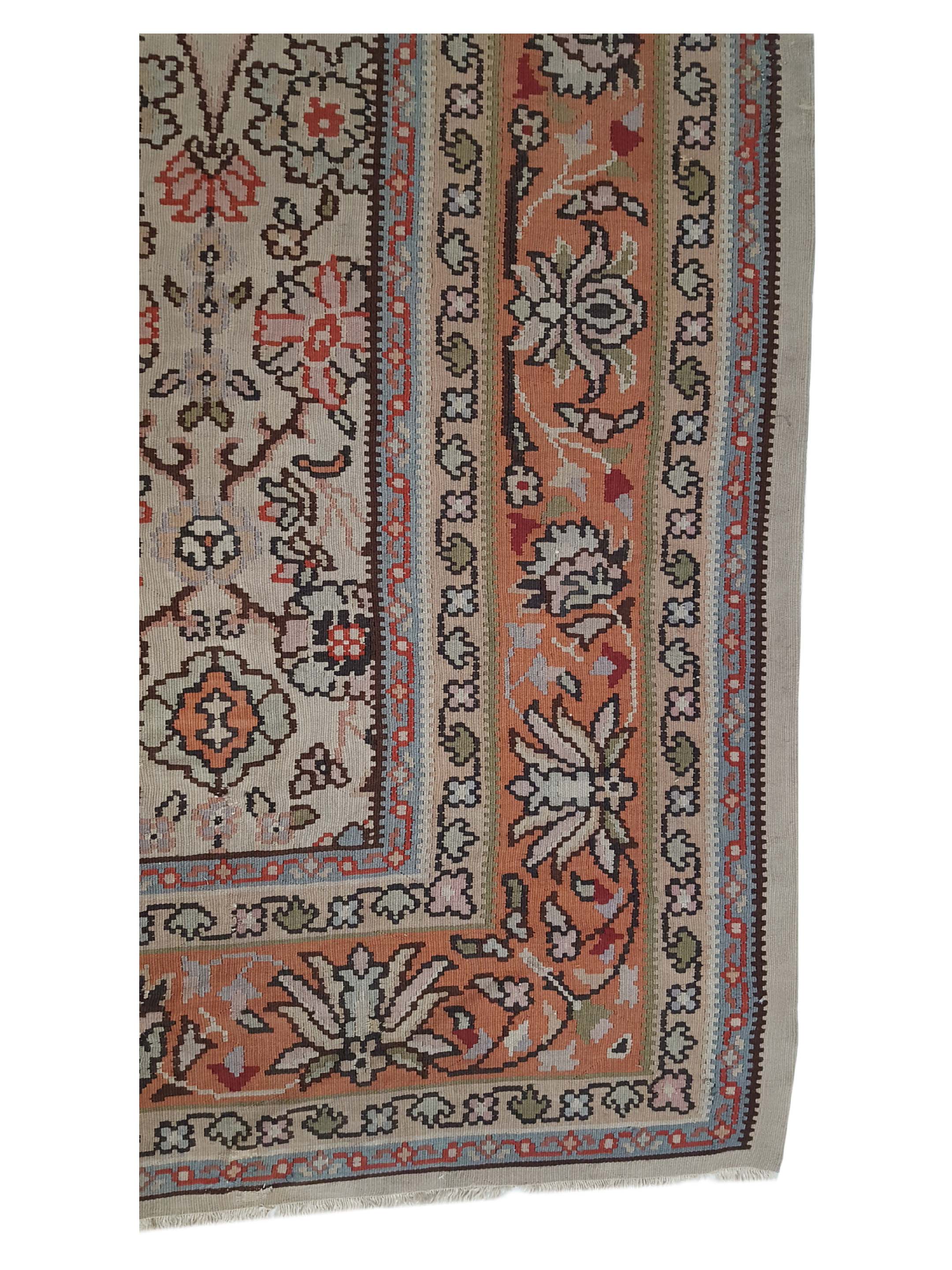 Antique Bessarabian Kilim Coral 10x13 - Image 4 of 6