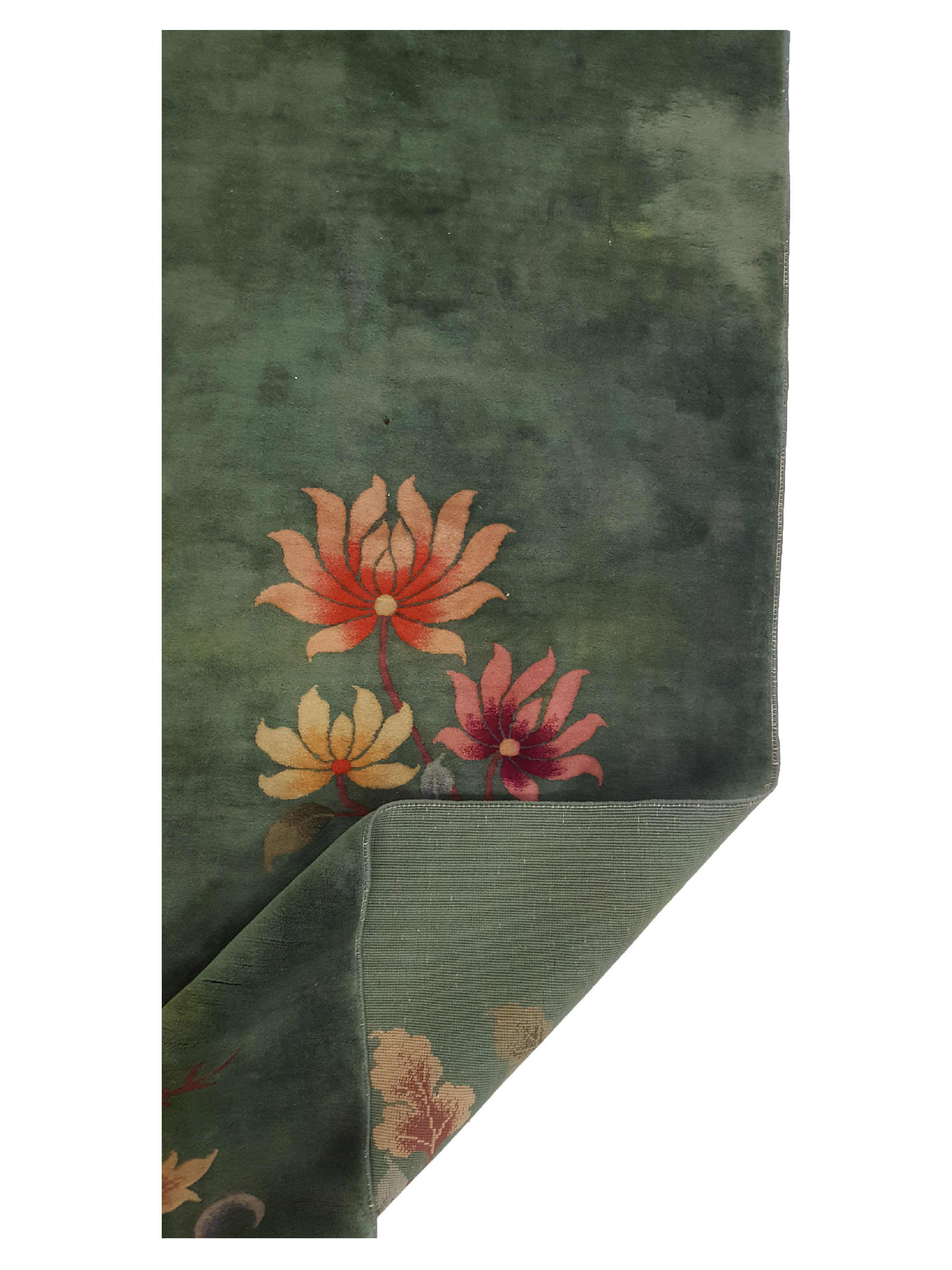 Art Deco Hand Knotted Green 10x17 - Image 3 of 8
