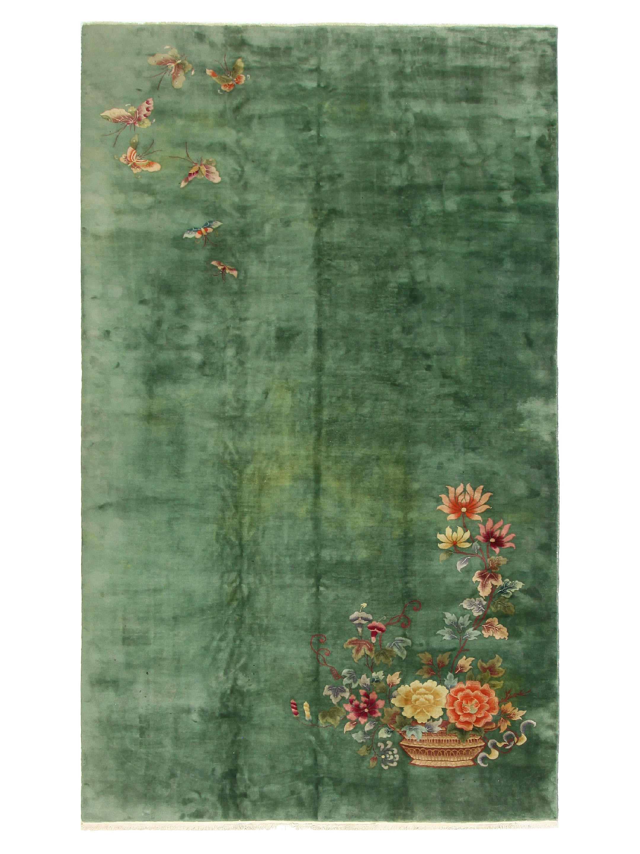 Art Deco Hand Knotted Green 10x17