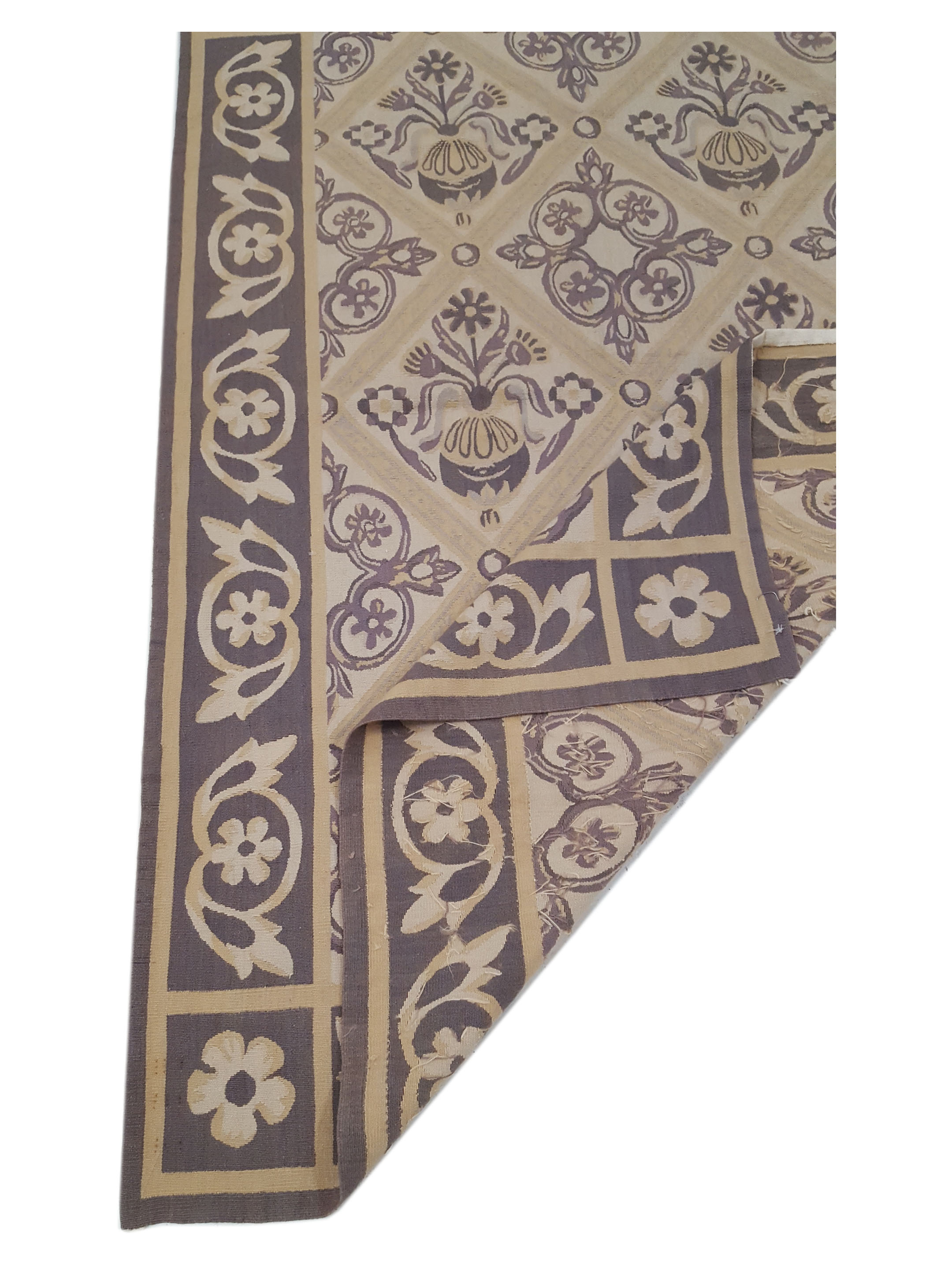 Aubusson Hand Knotted Beige 4x6 - Image 3 of 6