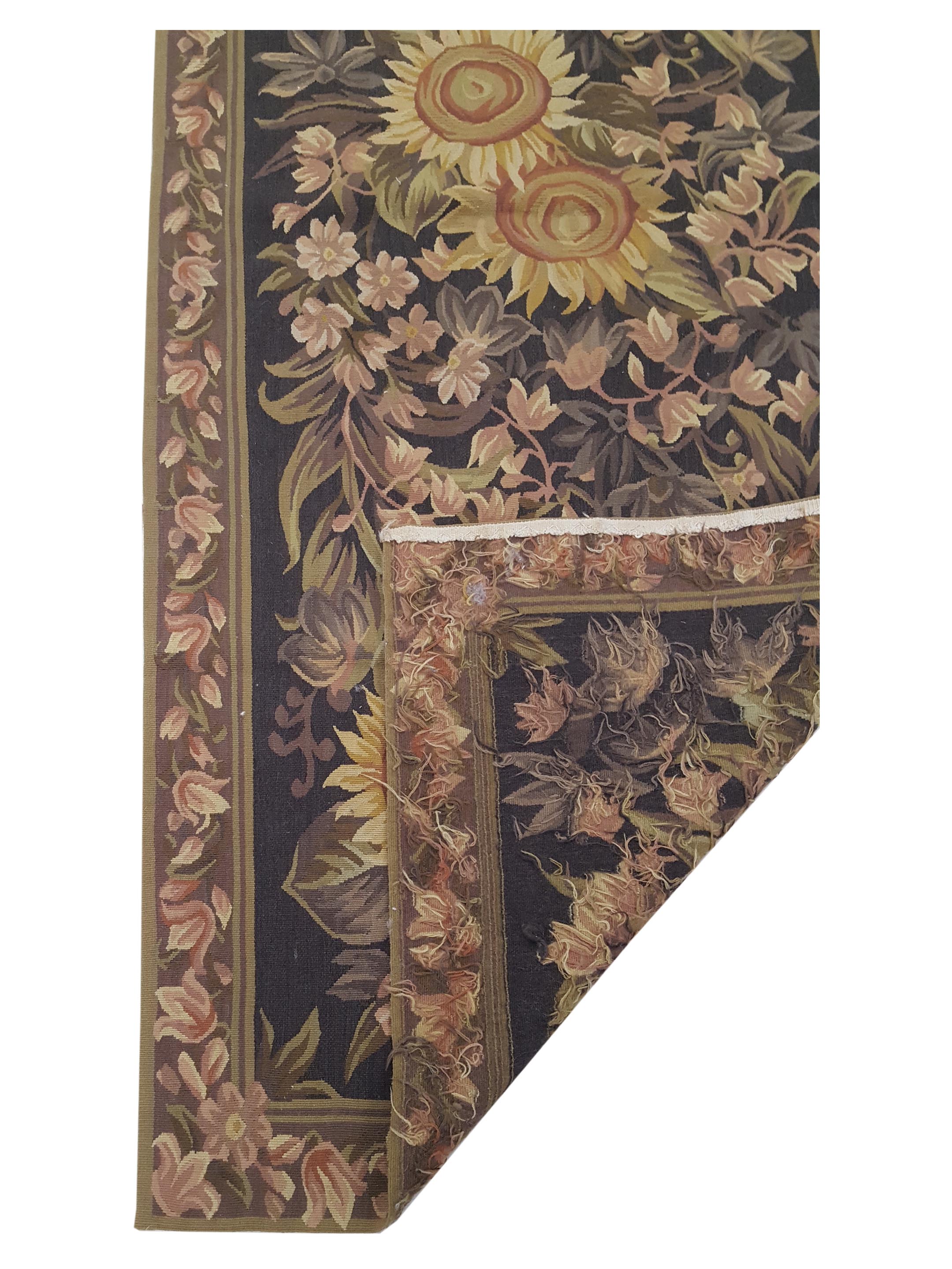 Aubusson Hand Knotted Charcoal 3x10 - Image 3 of 6