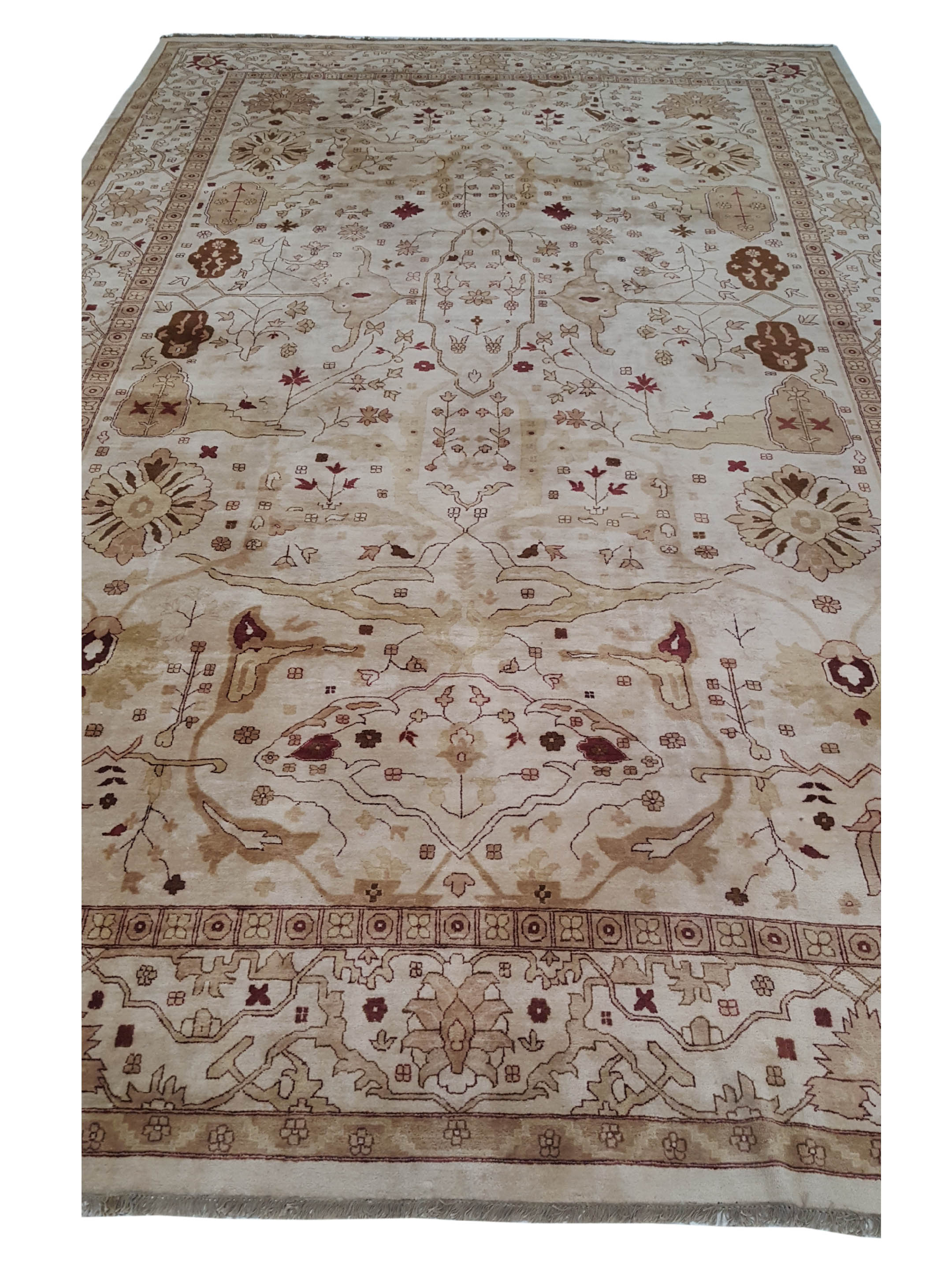 Agra Hand Knotted Ivory 14x21 - Image 2 of 6