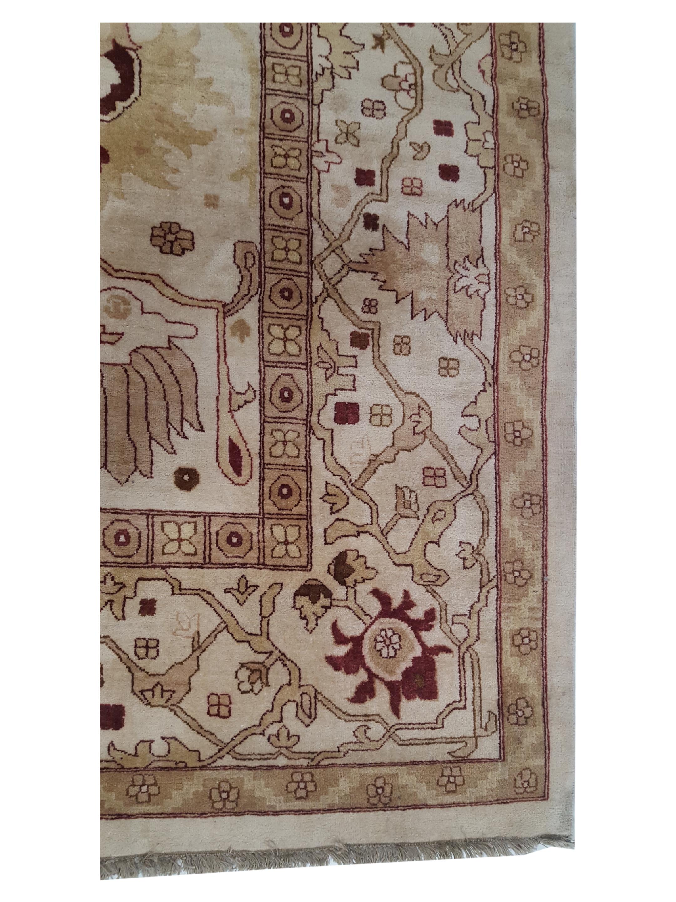 Agra Hand Knotted Ivory 14x21 - Image 4 of 6