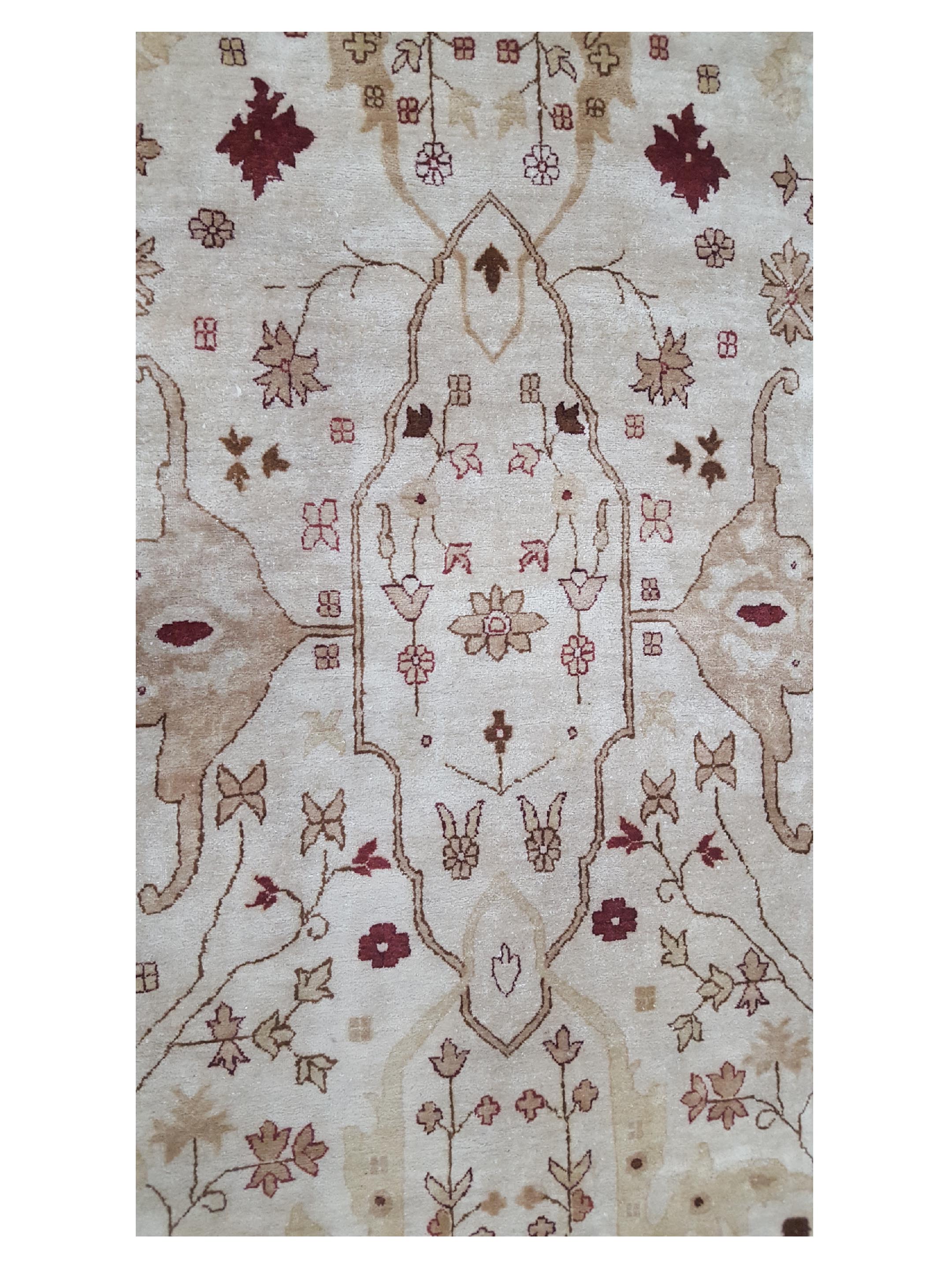 Agra Hand Knotted Ivory 14x21 - Image 5 of 6