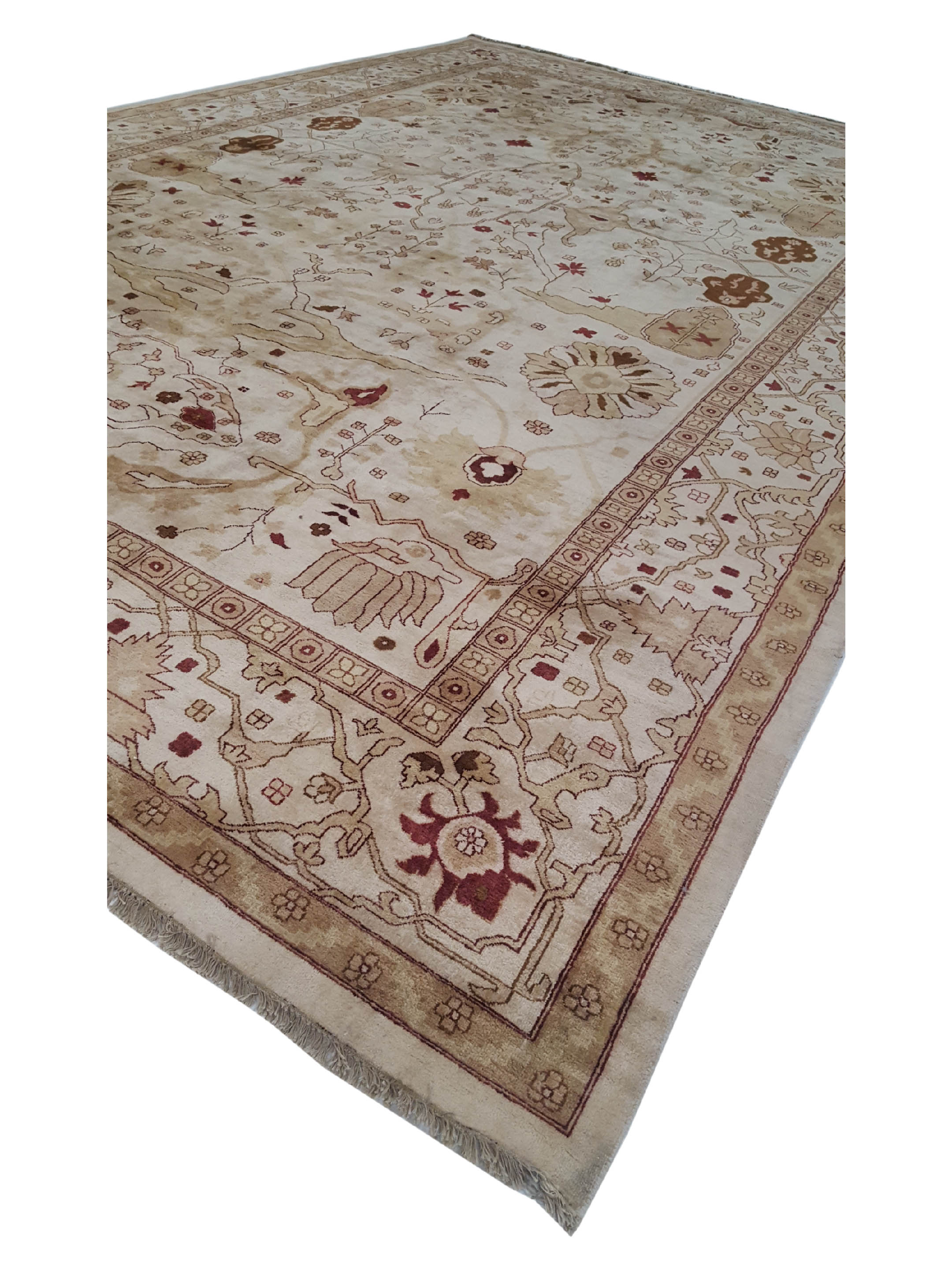 Agra Hand Knotted Ivory 14x21 - Image 6 of 6