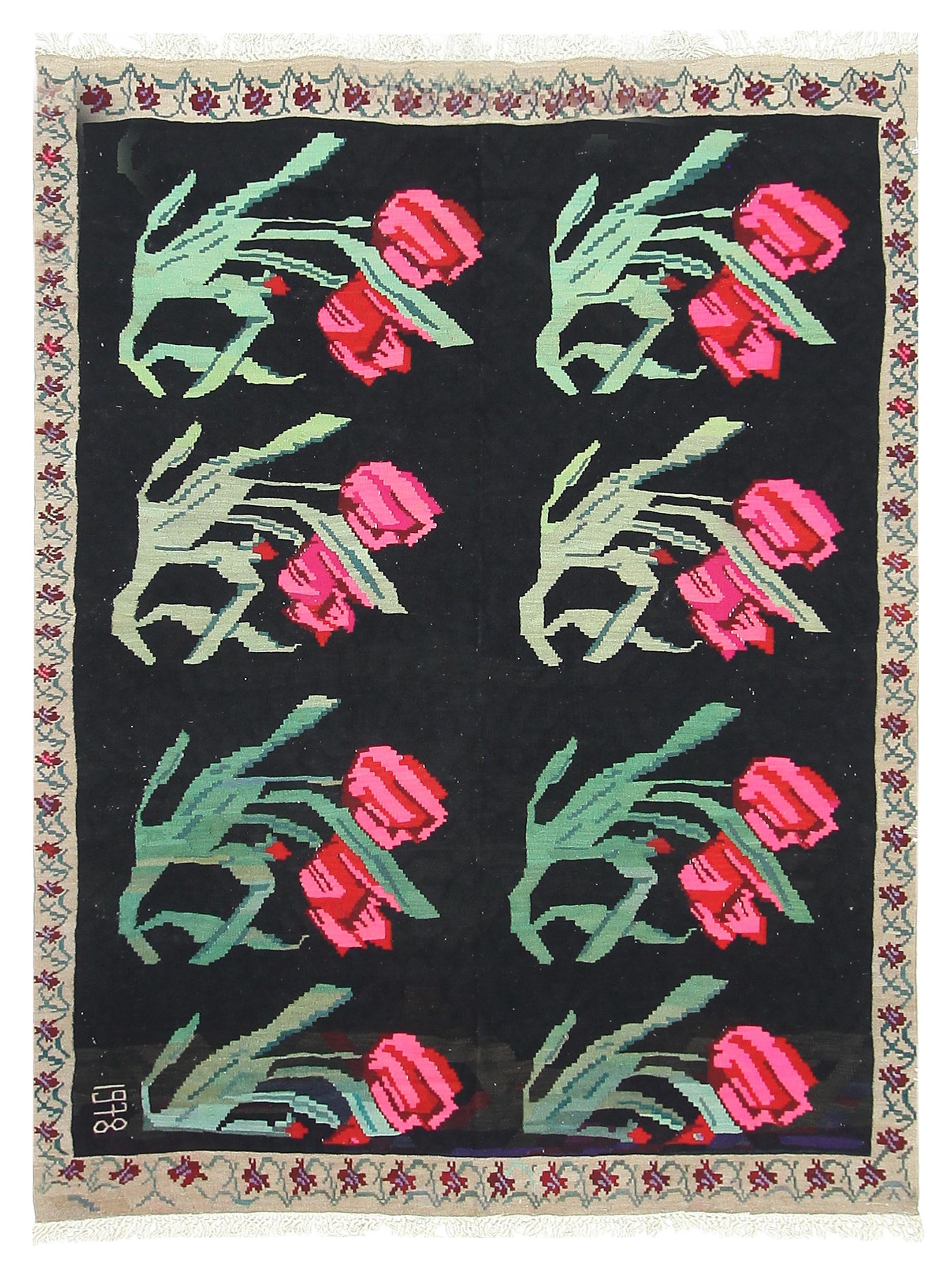 Besebrian Hand Knotted Black 7x10
