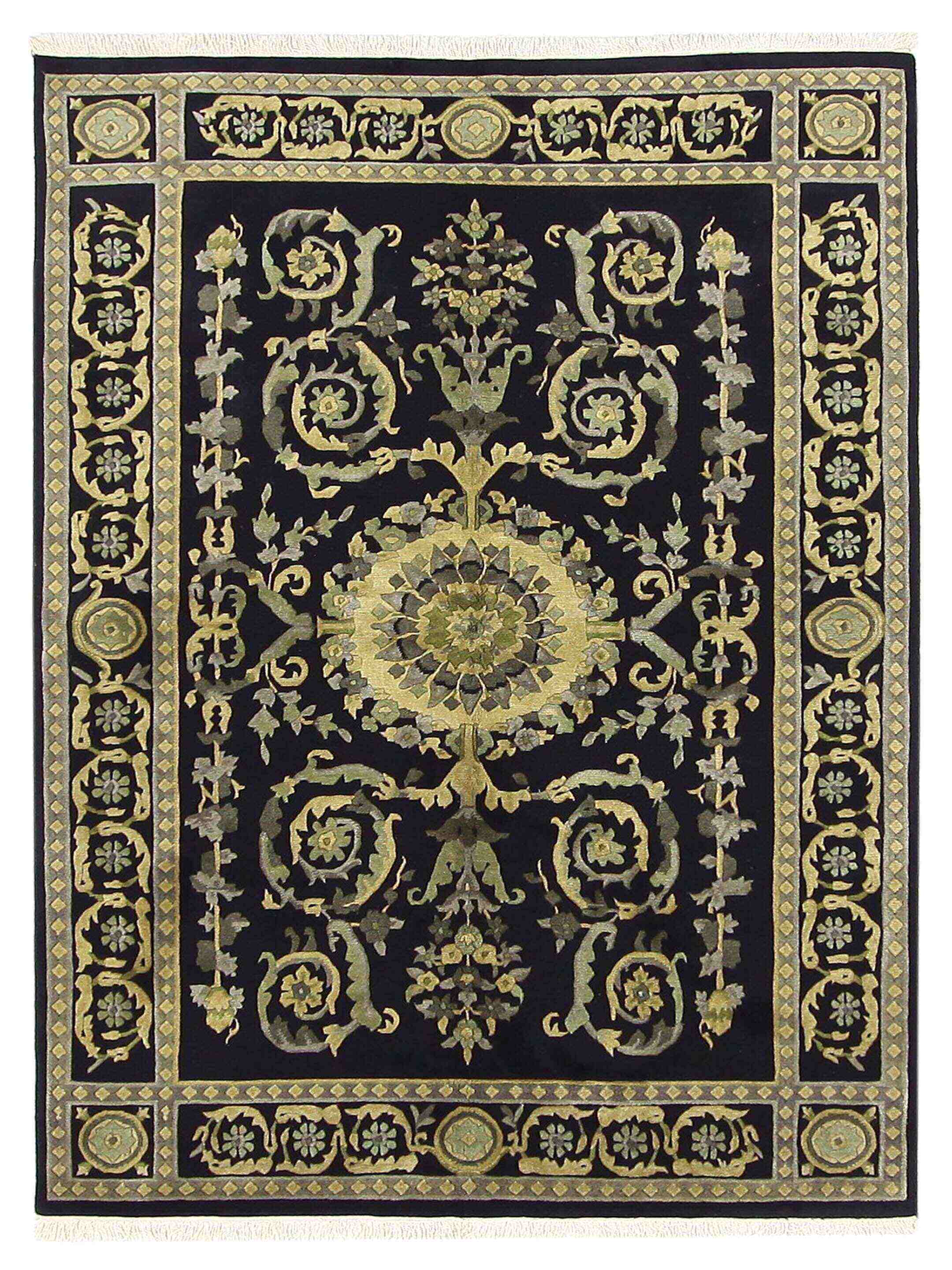 Gouri Ganga Hand Knotted Black 6x9