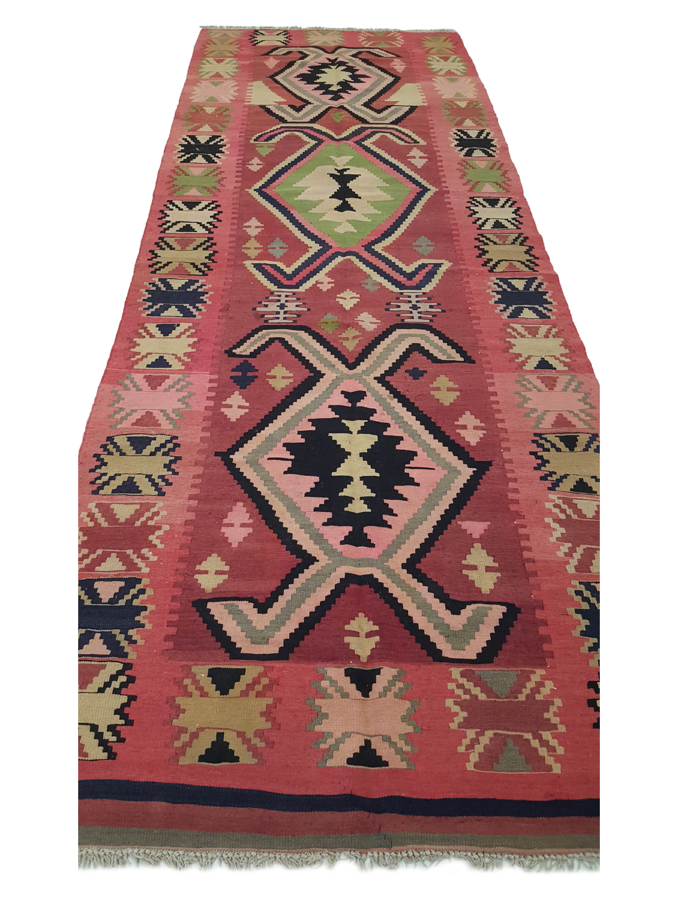 Kilim Hand Woven Pink 4x12 - Image 2 of 6