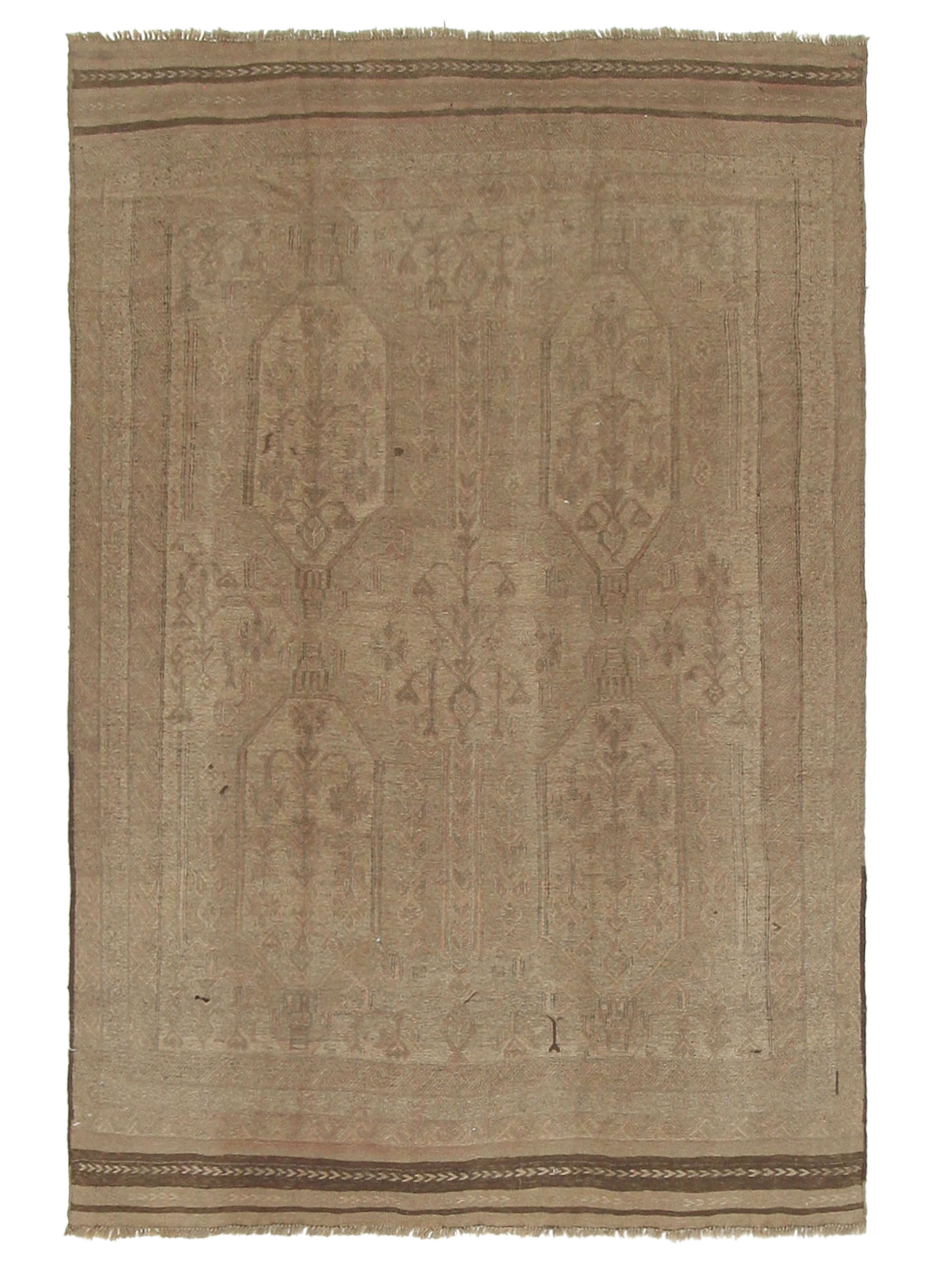 Uzbak Hand Knotted Lt.Brown 6x9