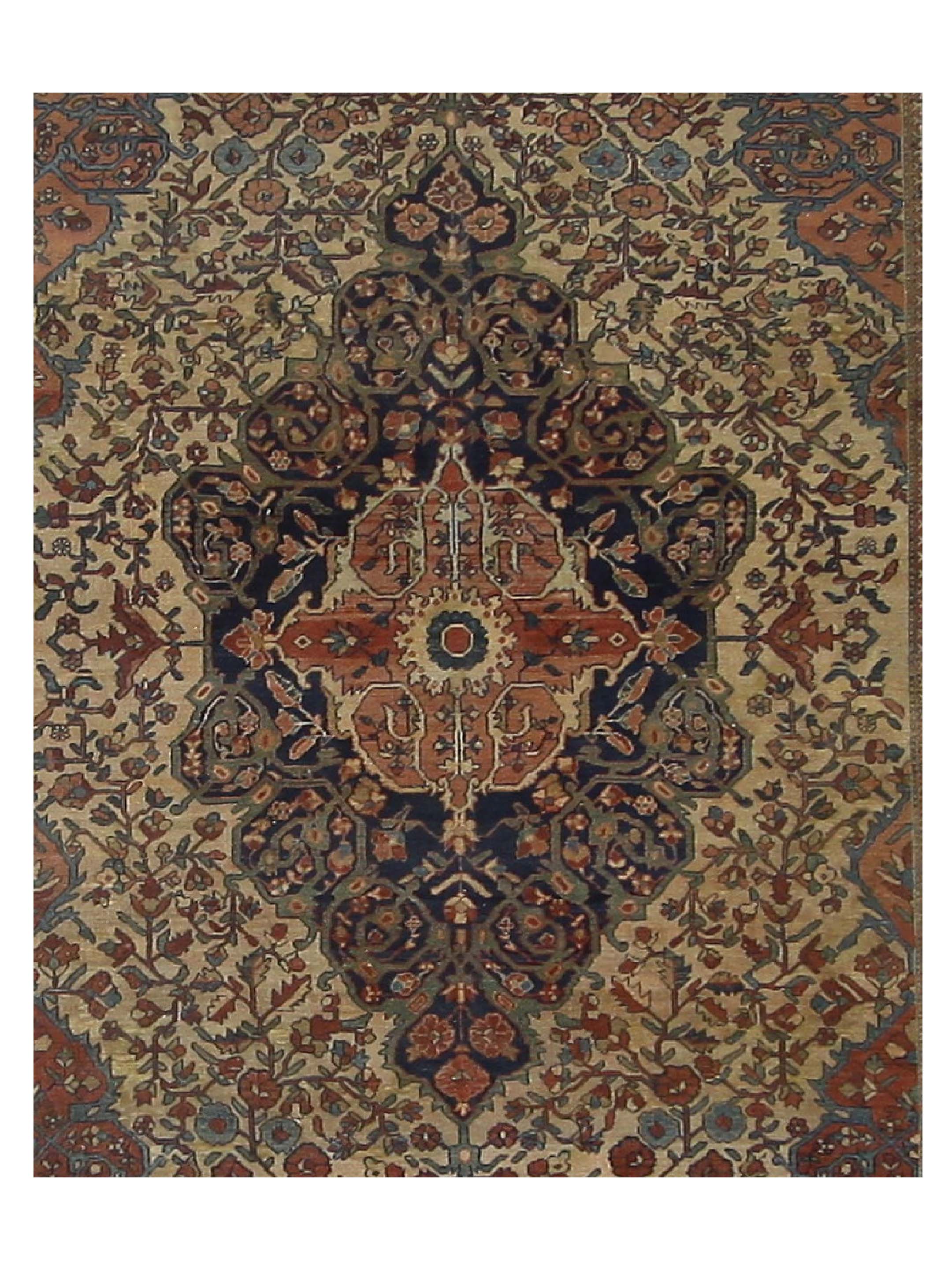 Antique Sarouk Farahan Ivory 7x10 - Image 8 of 8