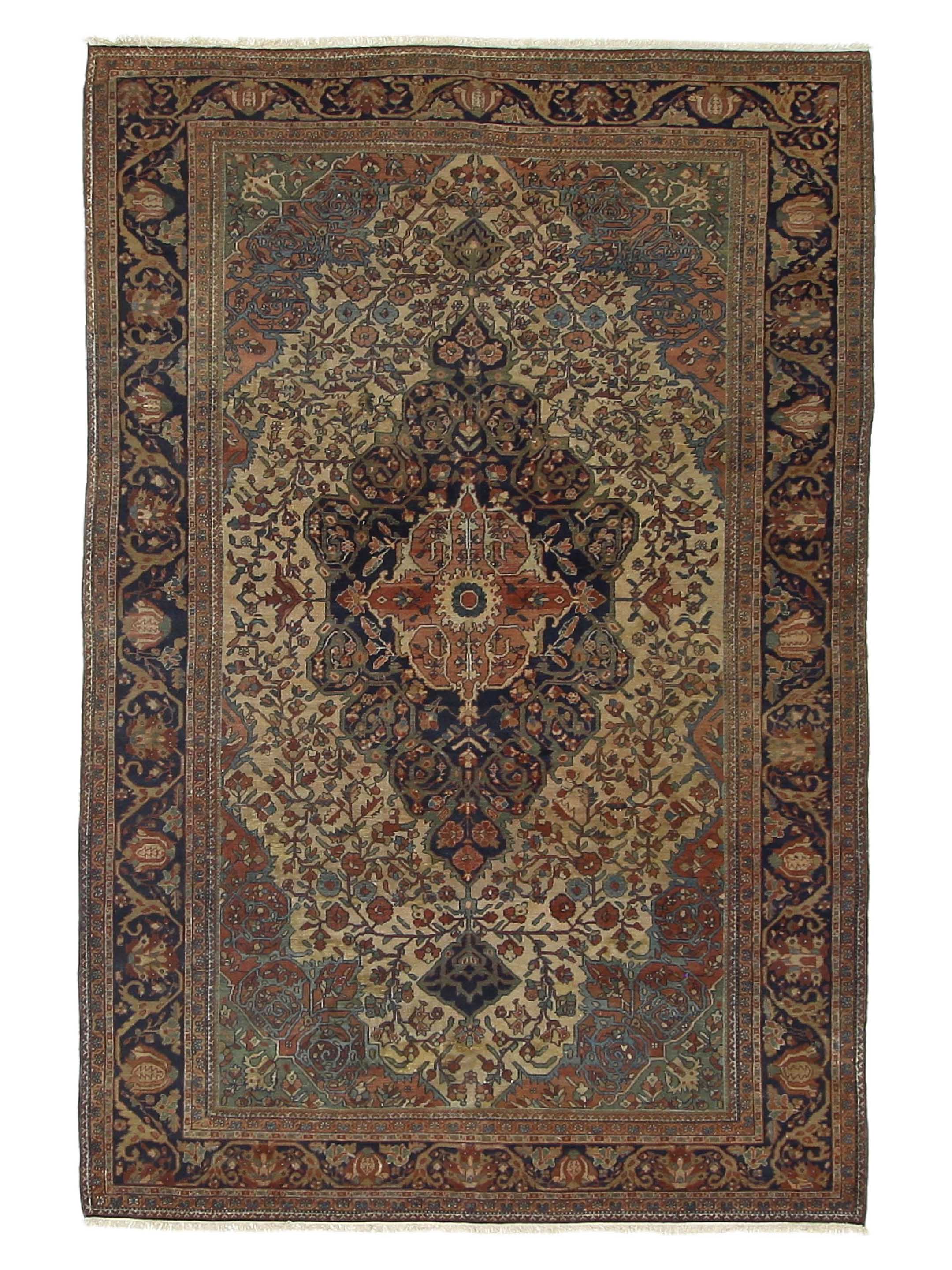 Antique Sarouk Farahan Ivory 7x10