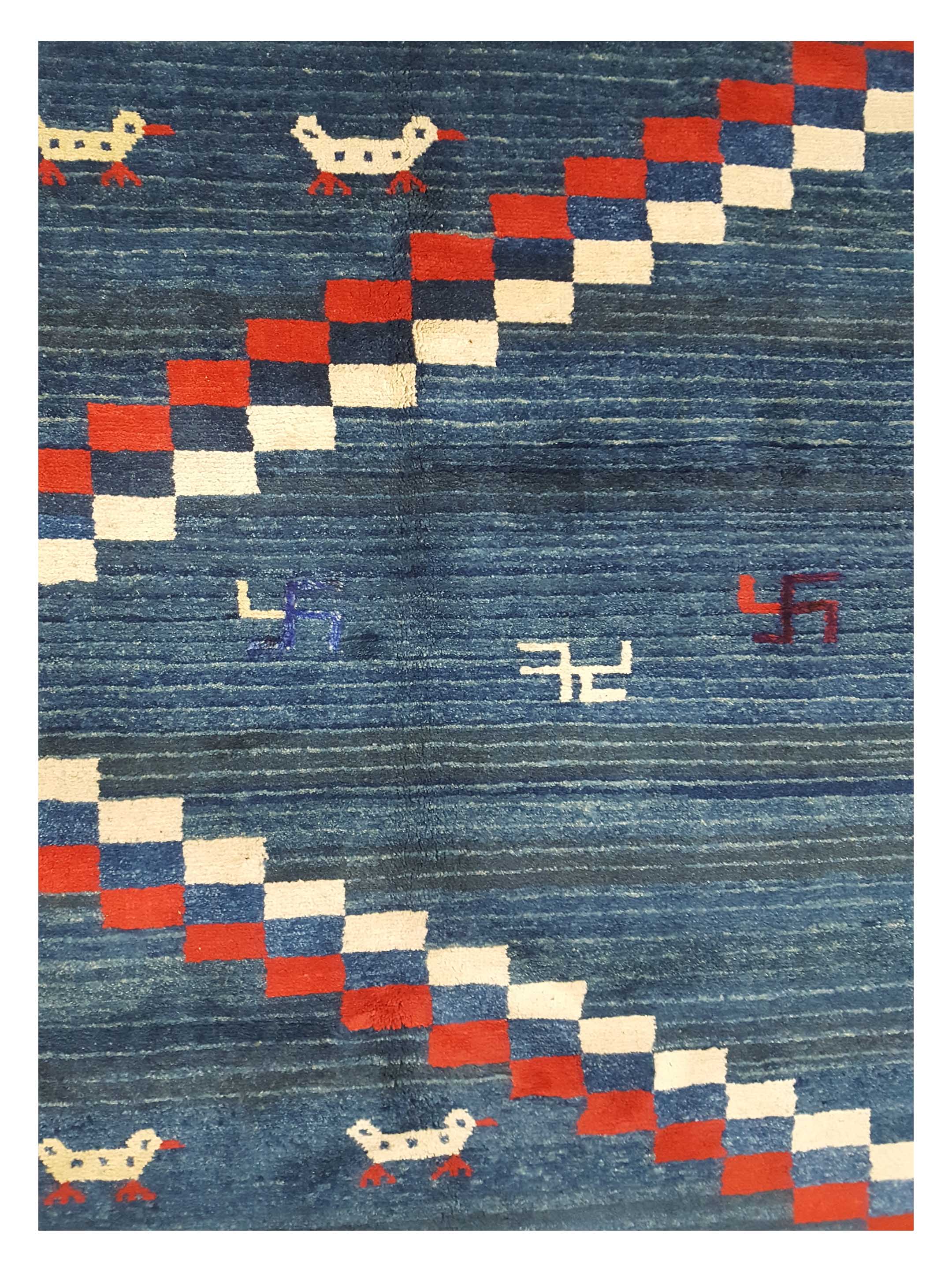 Gabbeh Hand Knotted Blue 7x10 - Image 5 of 6