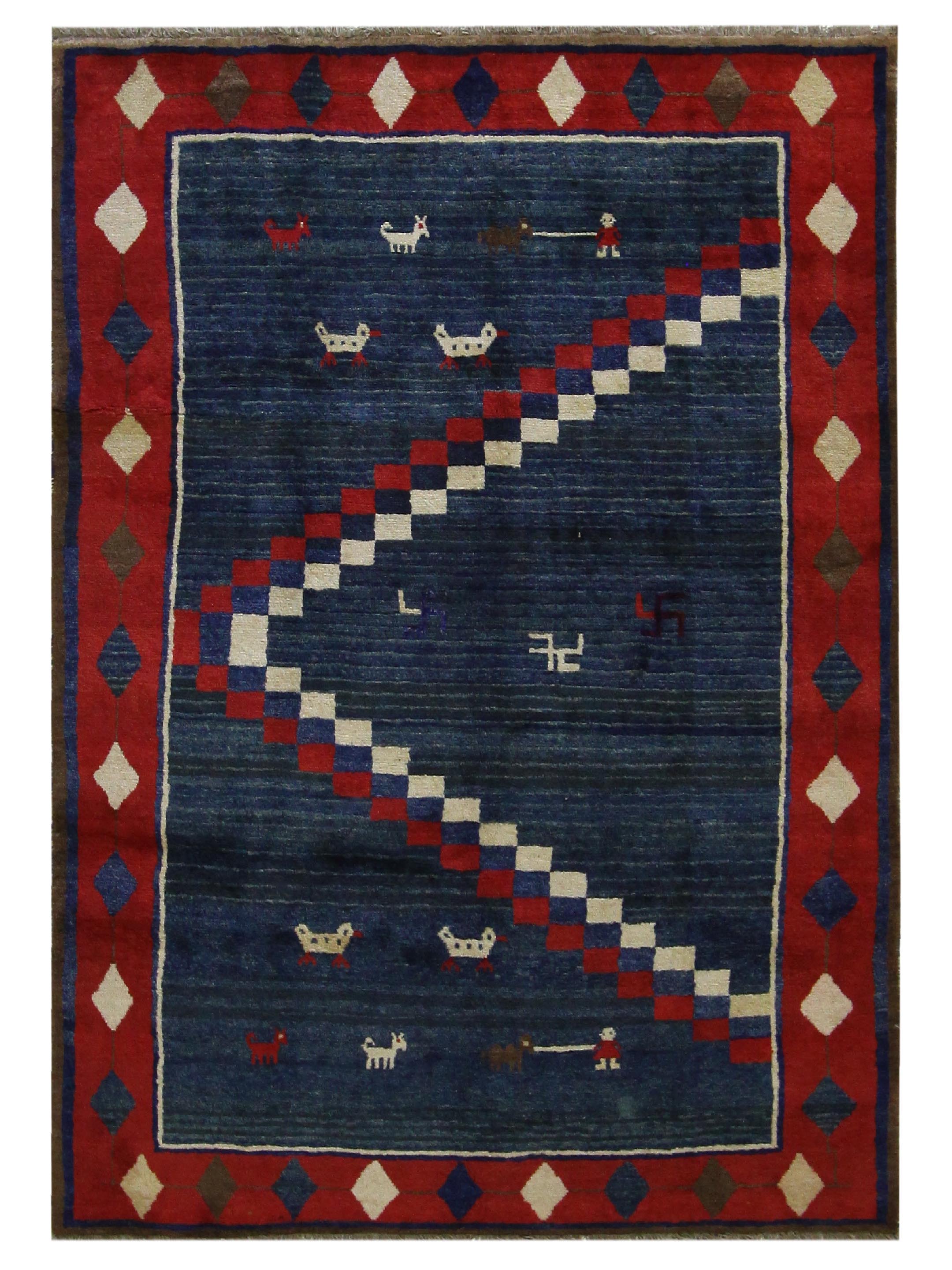 Gabbeh Hand Knotted Blue 7x10