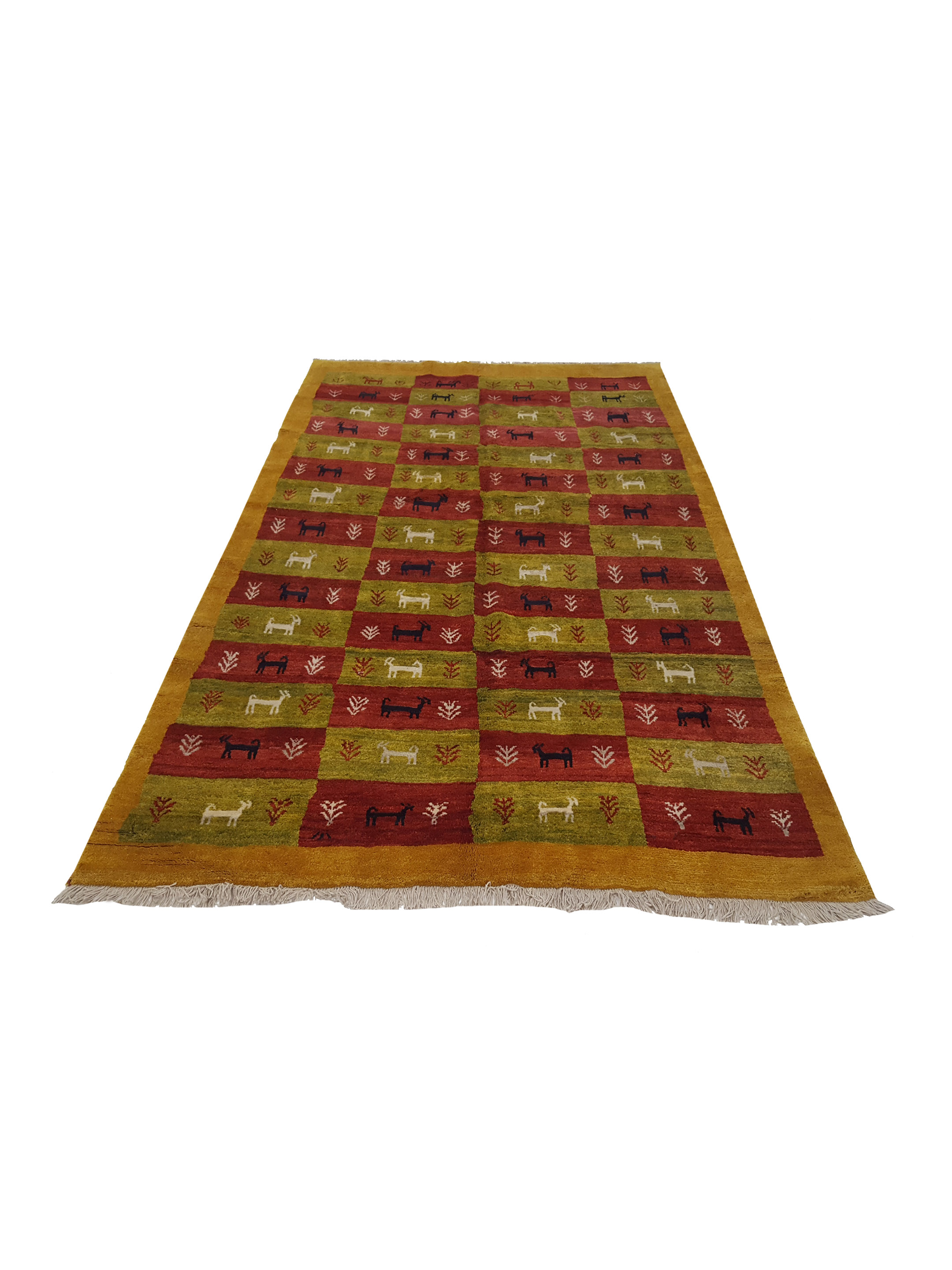 Gabbeh Hand Knotted Green 6x9 - Image 2 of 6