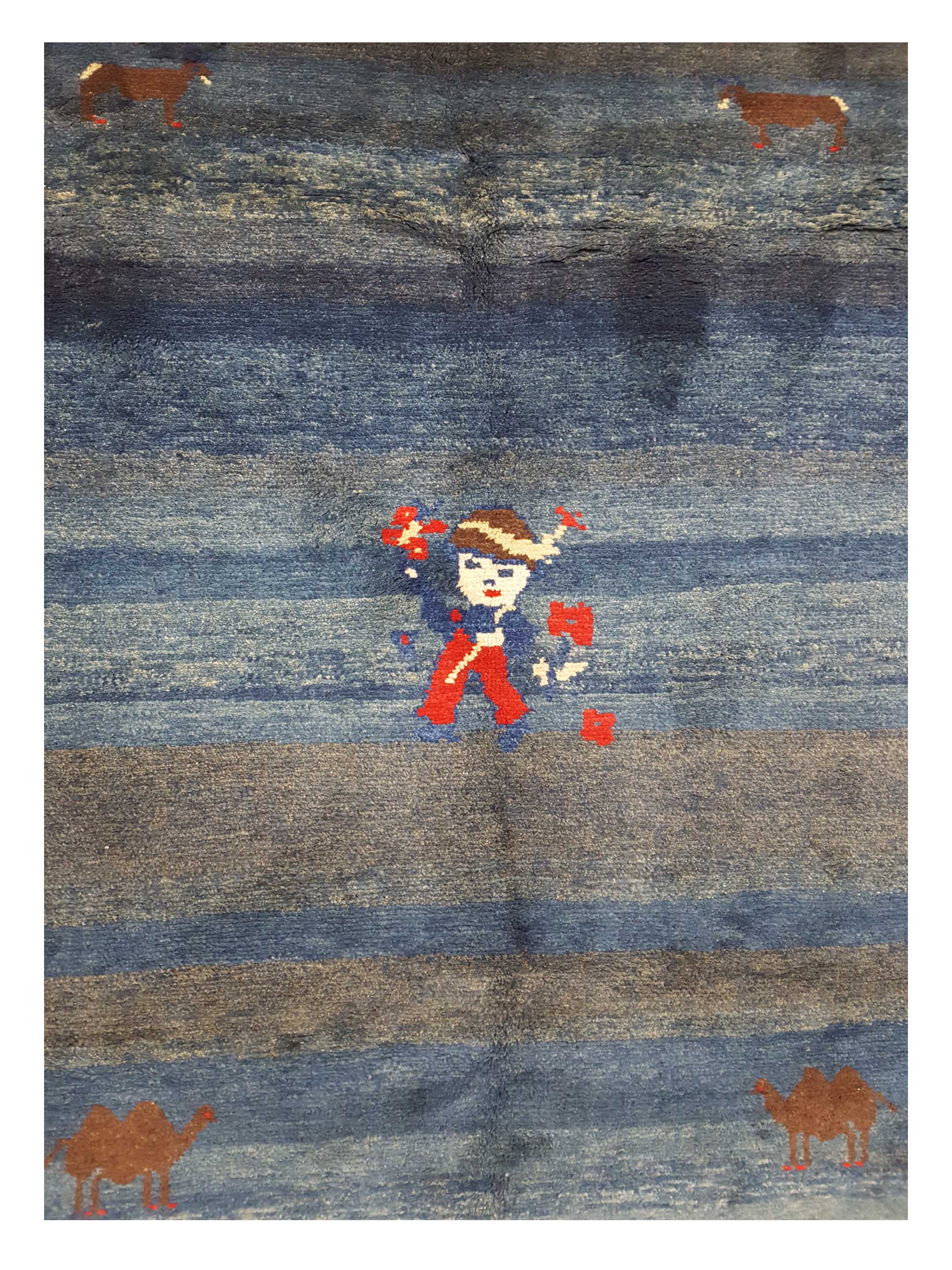 Gabbeh Hand Knotted Blue 7x10 - Image 5 of 6