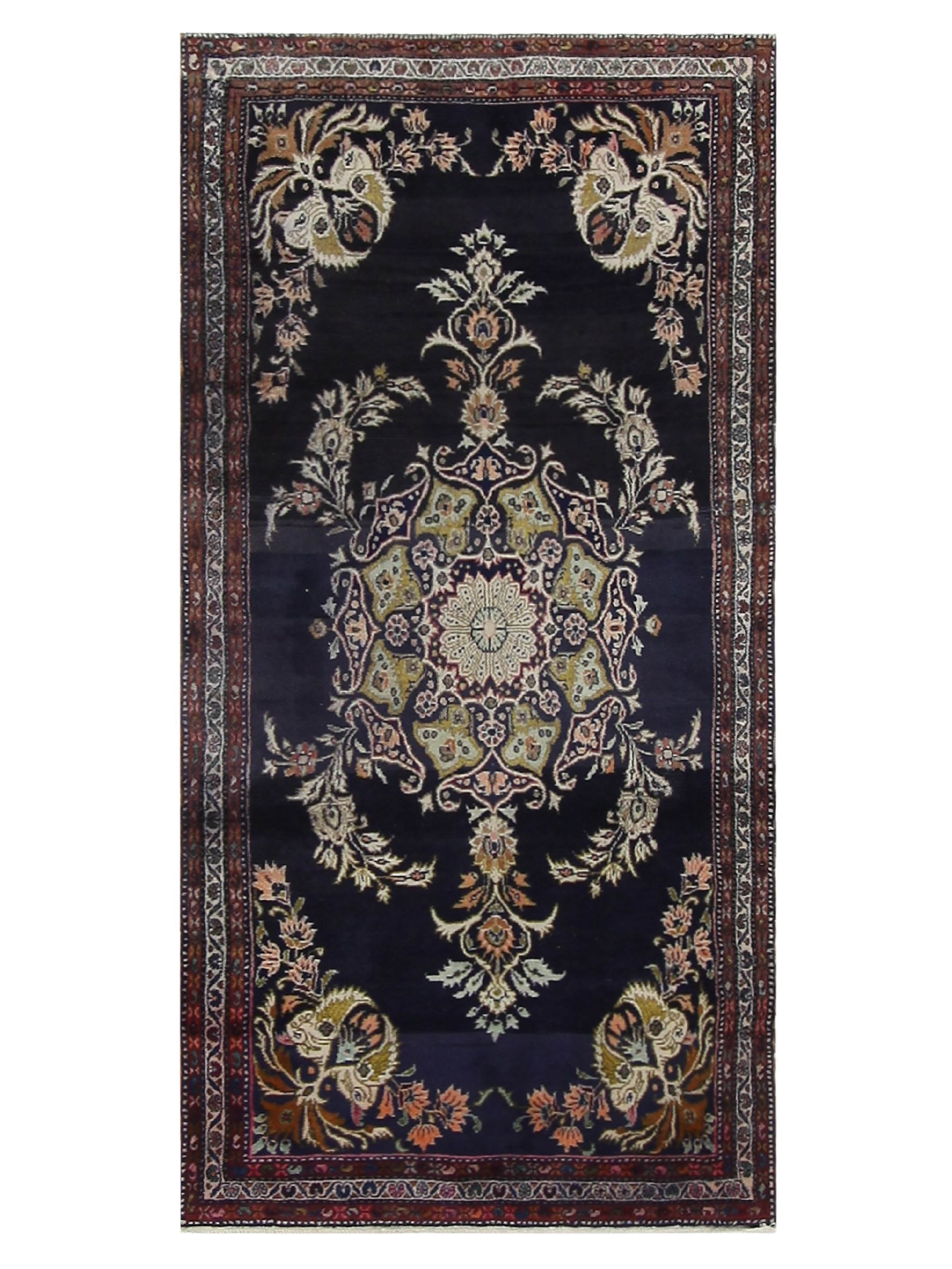 Malayer Hand Knotted Navy 4x9