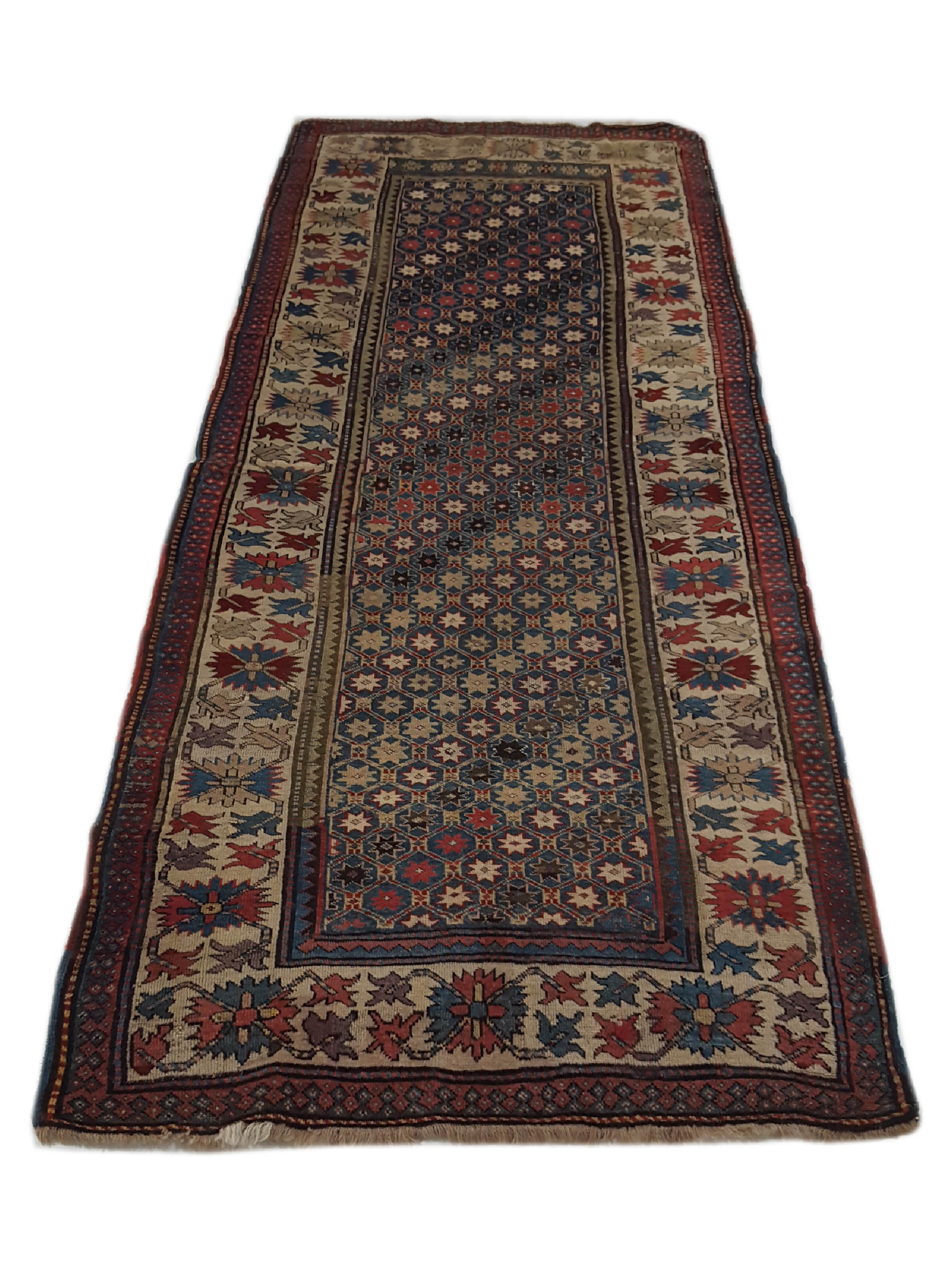 Antique Kazak Indigo 4x9 - Image 2 of 6