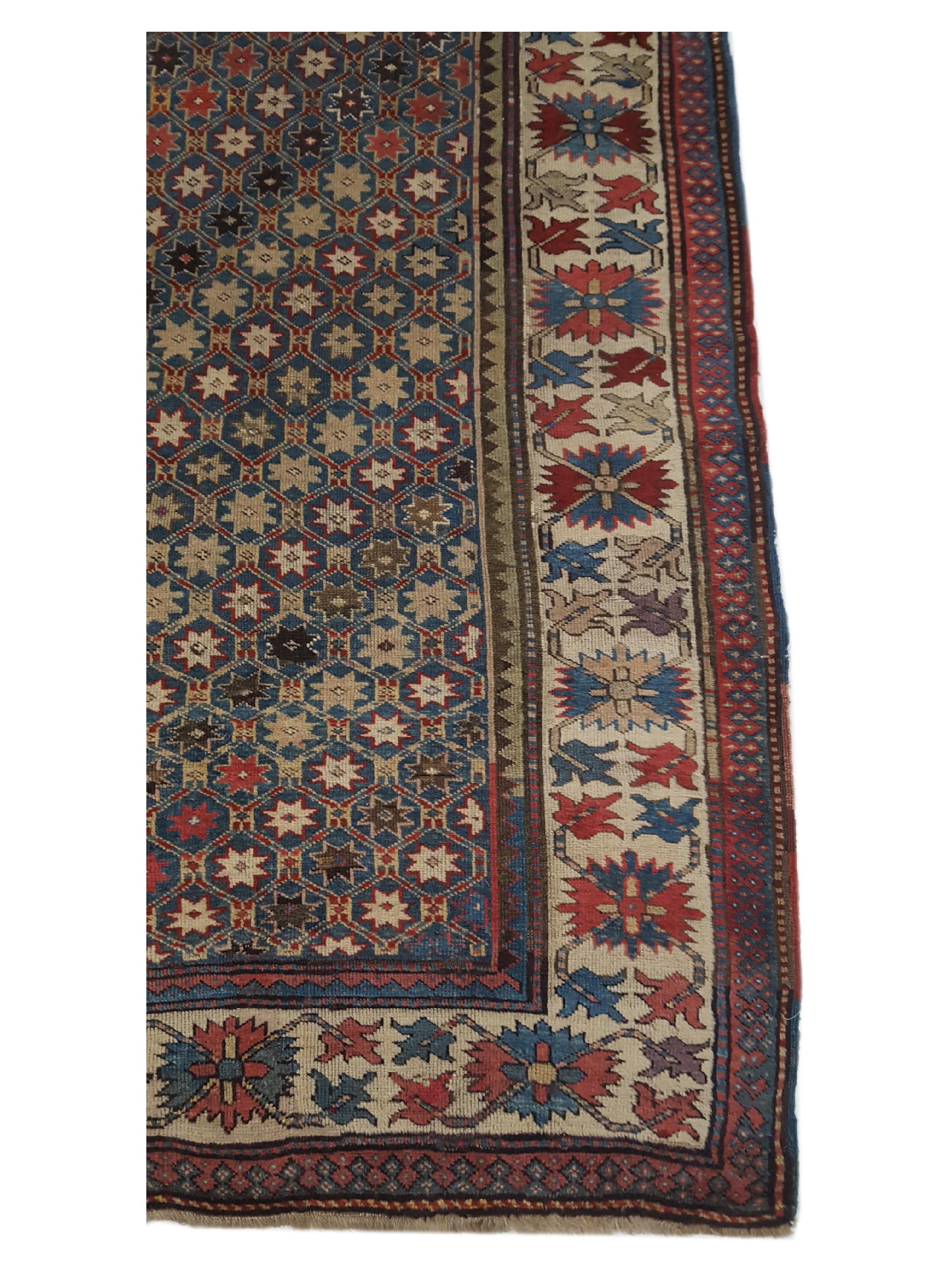 Antique Kazak Indigo 4x9 - Image 4 of 6