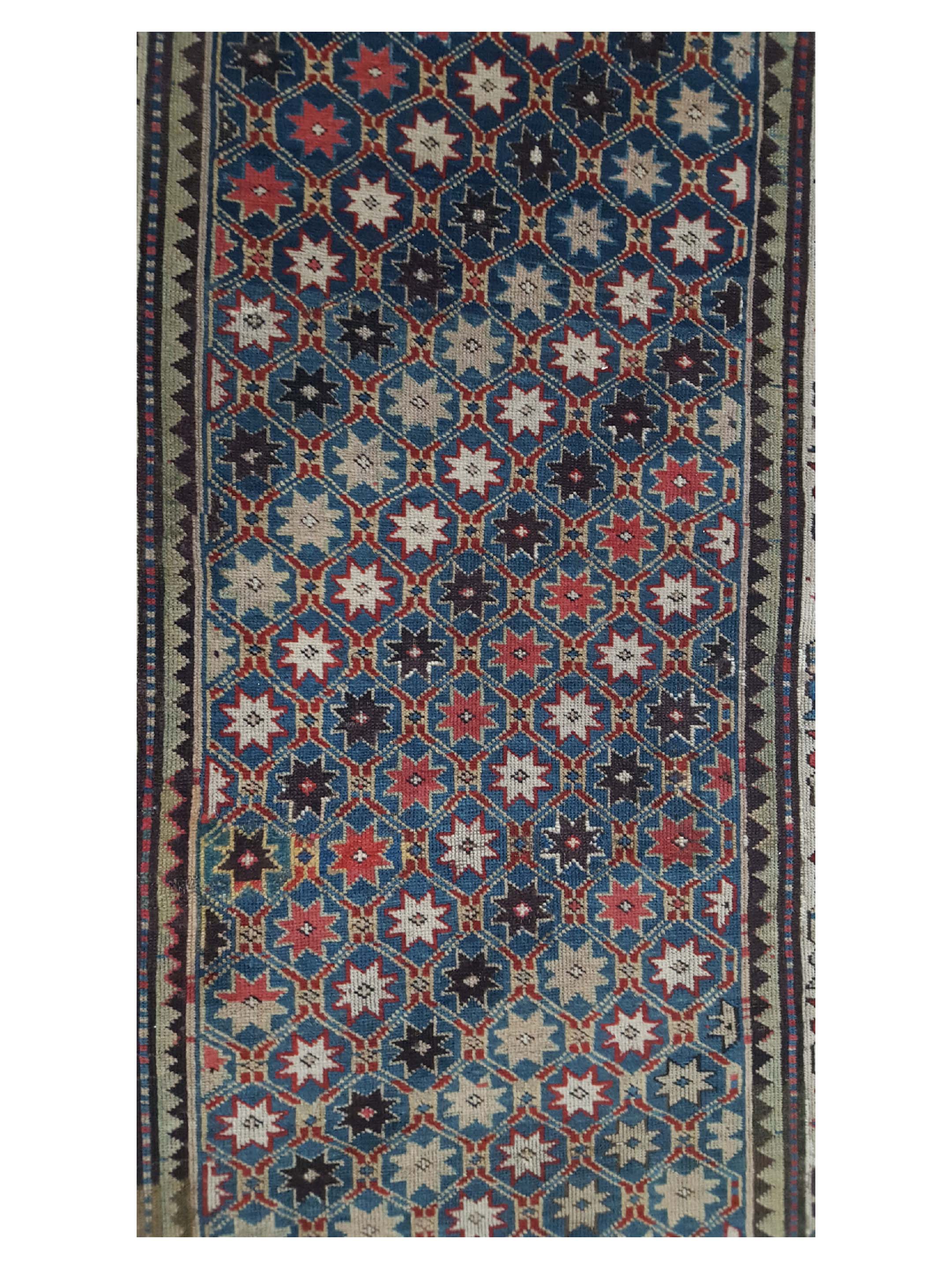 Antique Kazak Indigo 4x9 - Image 5 of 6