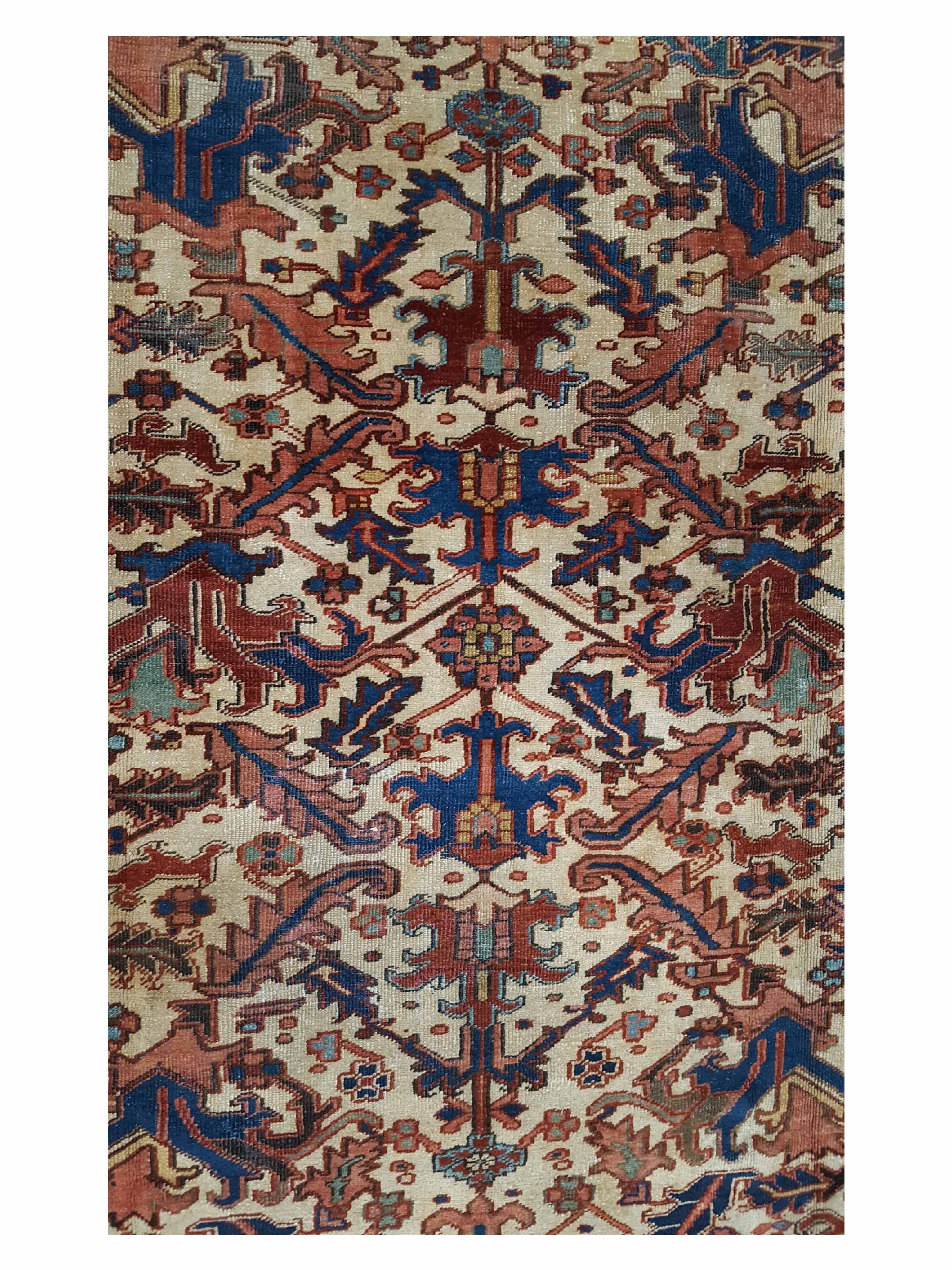 Antique Heriz Ivory 9x12 - Image 5 of 6