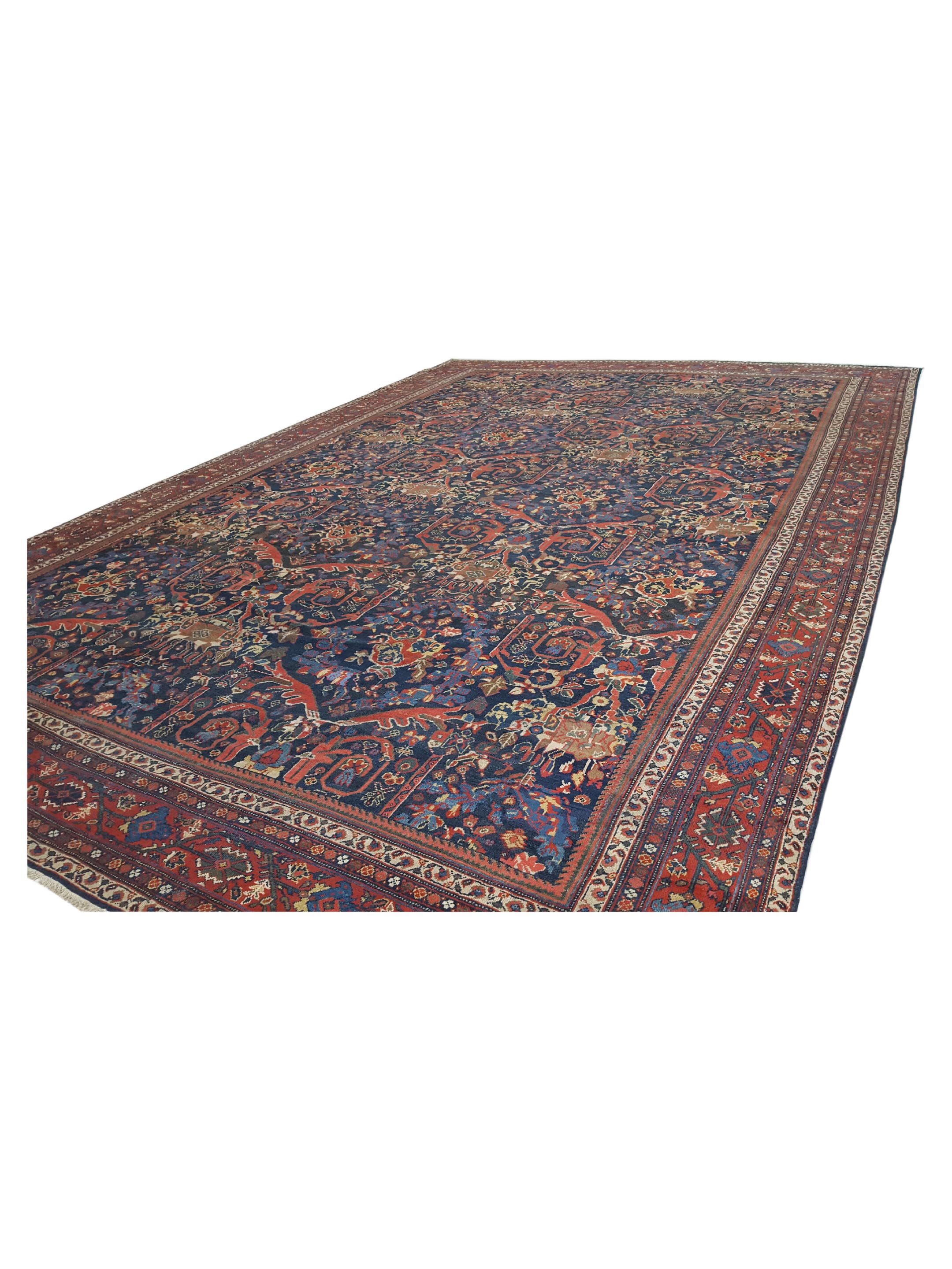 Antique Mahal Mostafi Indigo 14x20 - Image 7 of 8