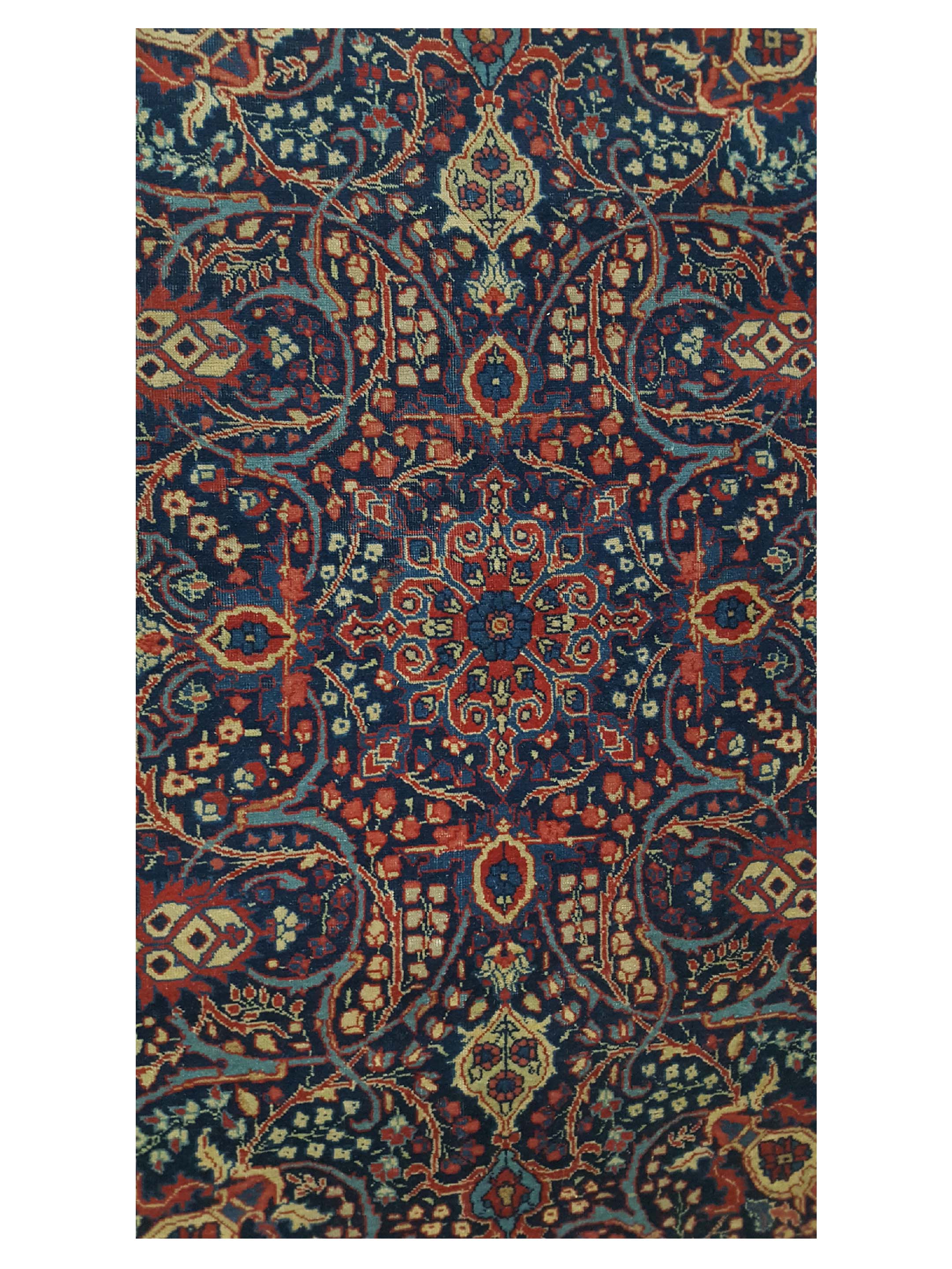 Antique Tabriz Navy 4x6 - Image 5 of 6