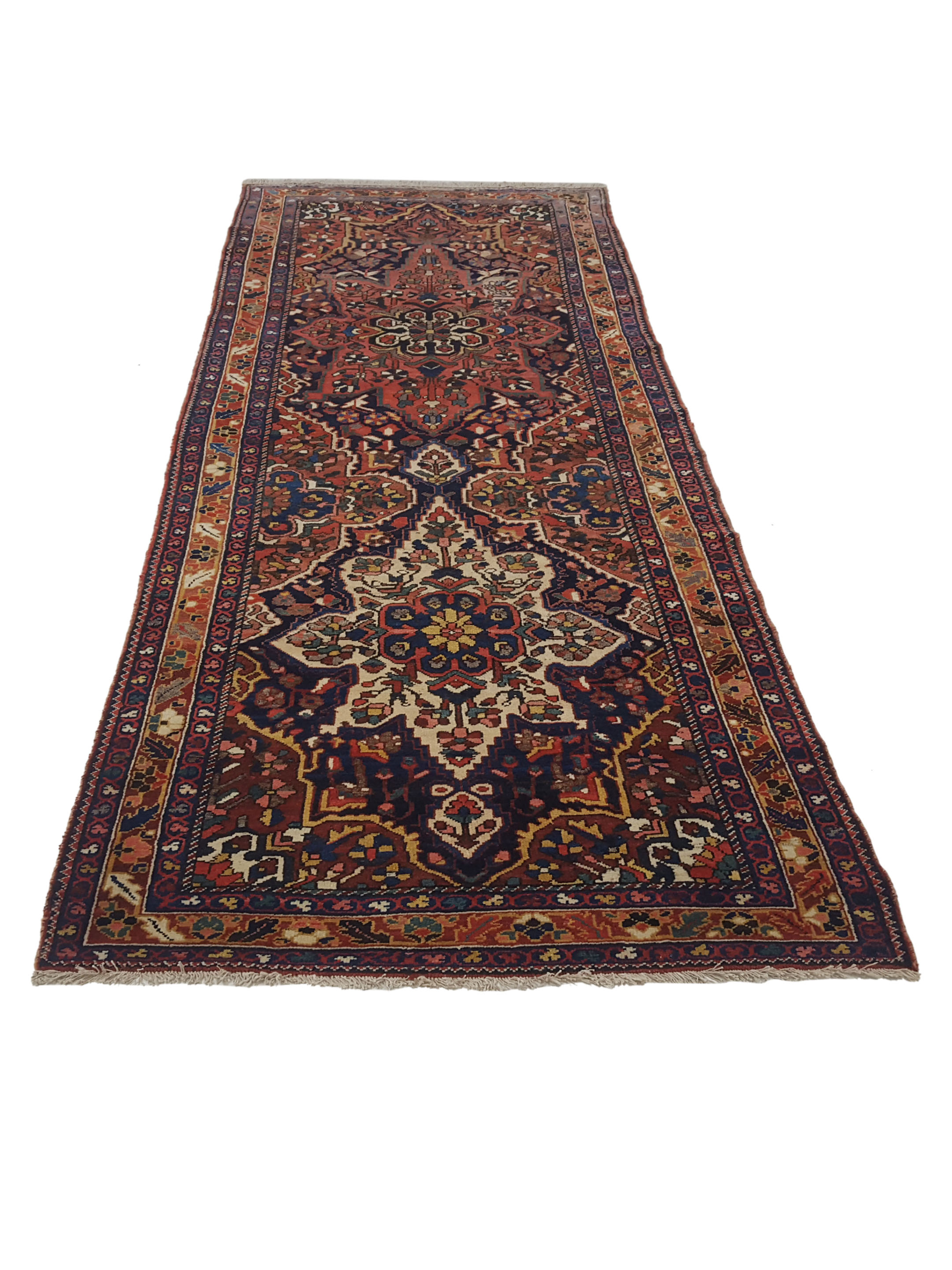 Antique Bakhtiyari Indigo 4x11 - Image 2 of 6