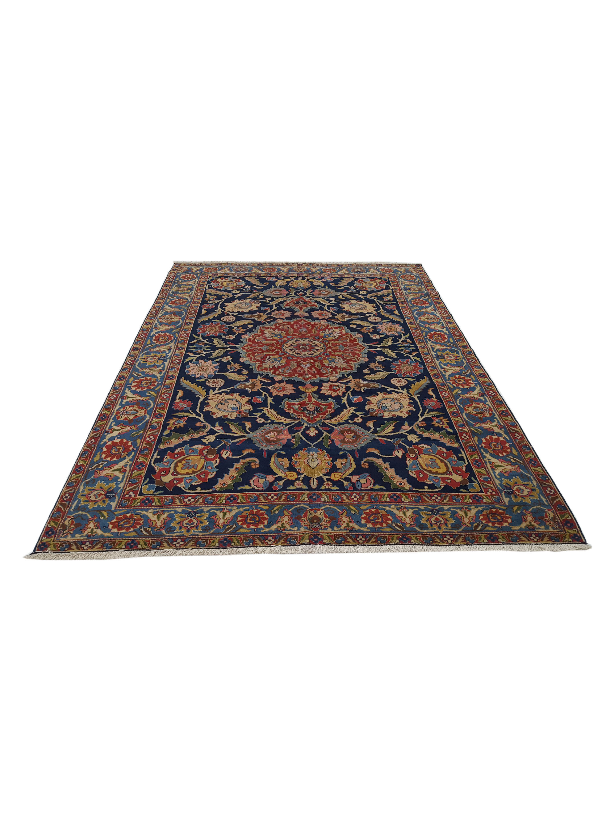 Antique Tabriz Indigo 7x10 - Image 2 of 8