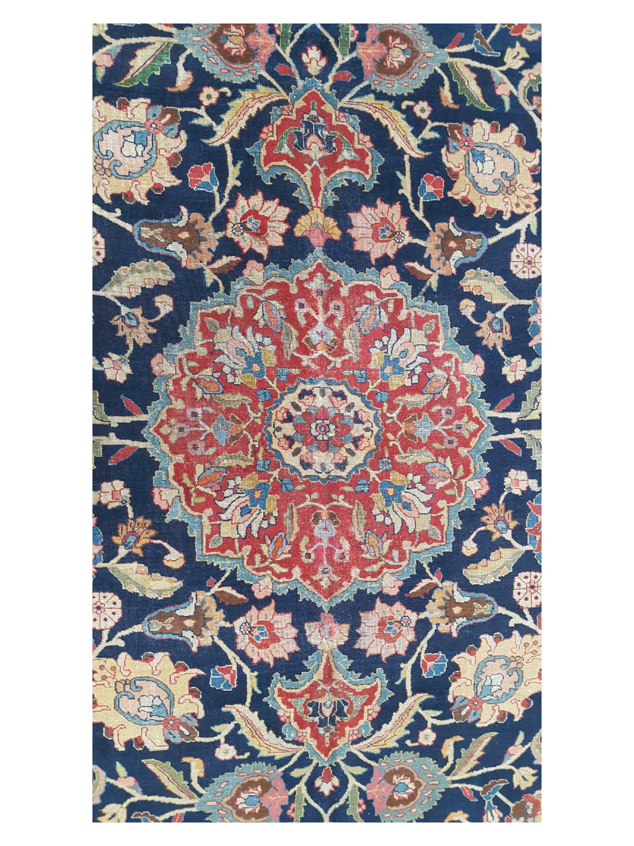 Antique Tabriz Indigo 7x10 - Image 5 of 8