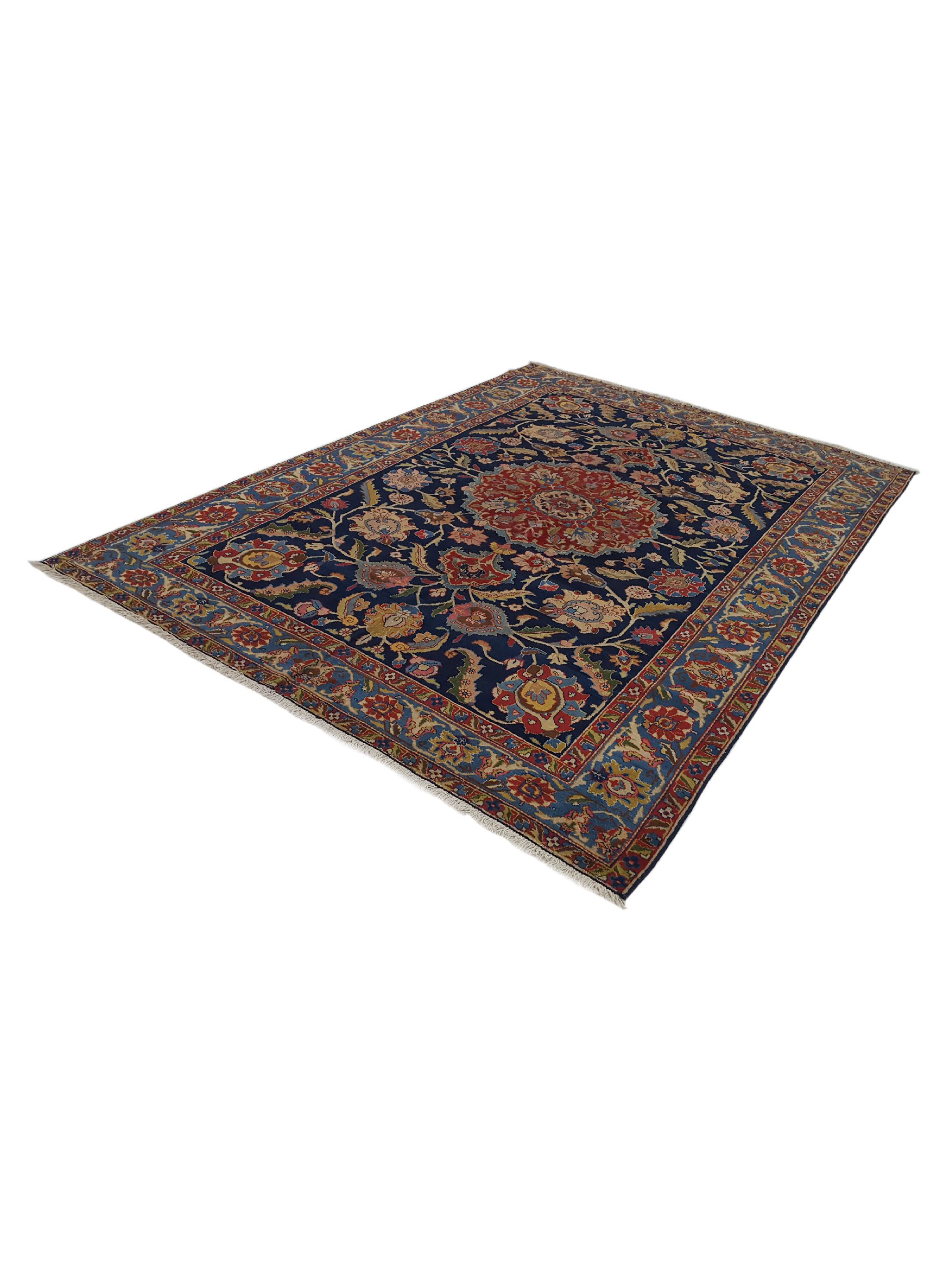 Antique Tabriz Indigo 7x10 - Image 6 of 8