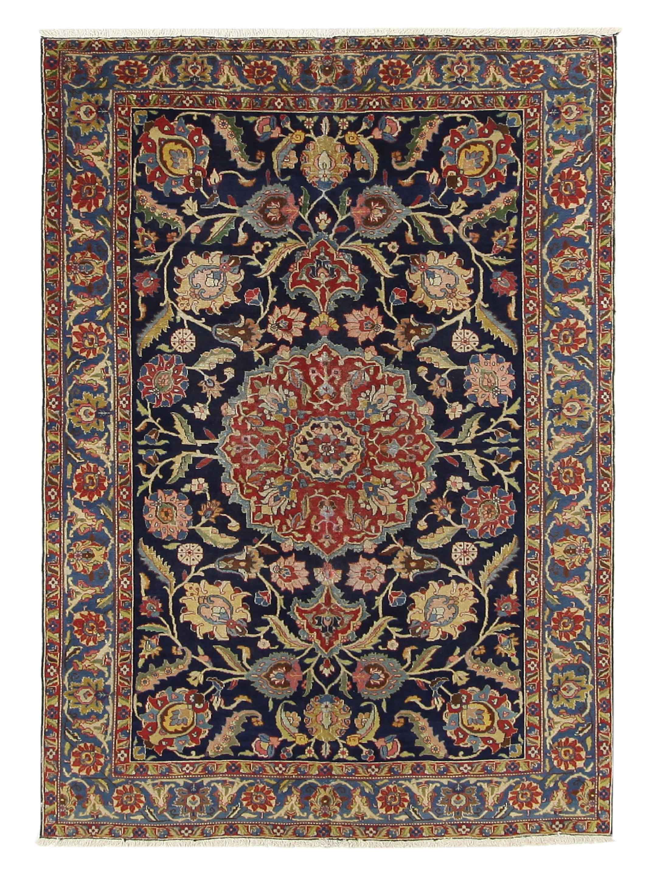 Antique Tabriz Indigo 7x10