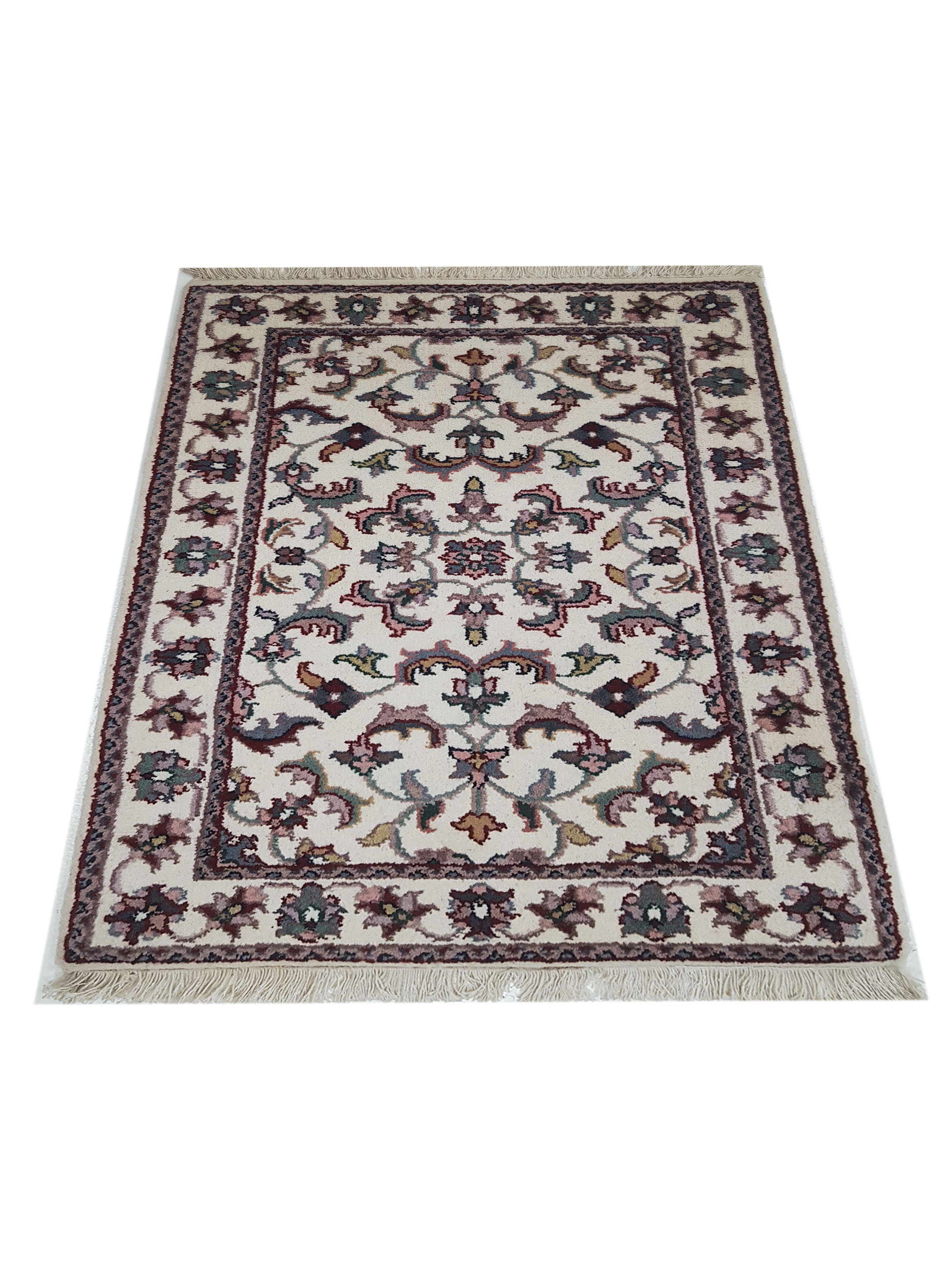 Kashan Indo Hand Knotted Ivory 2x3 - Image 2 of 4