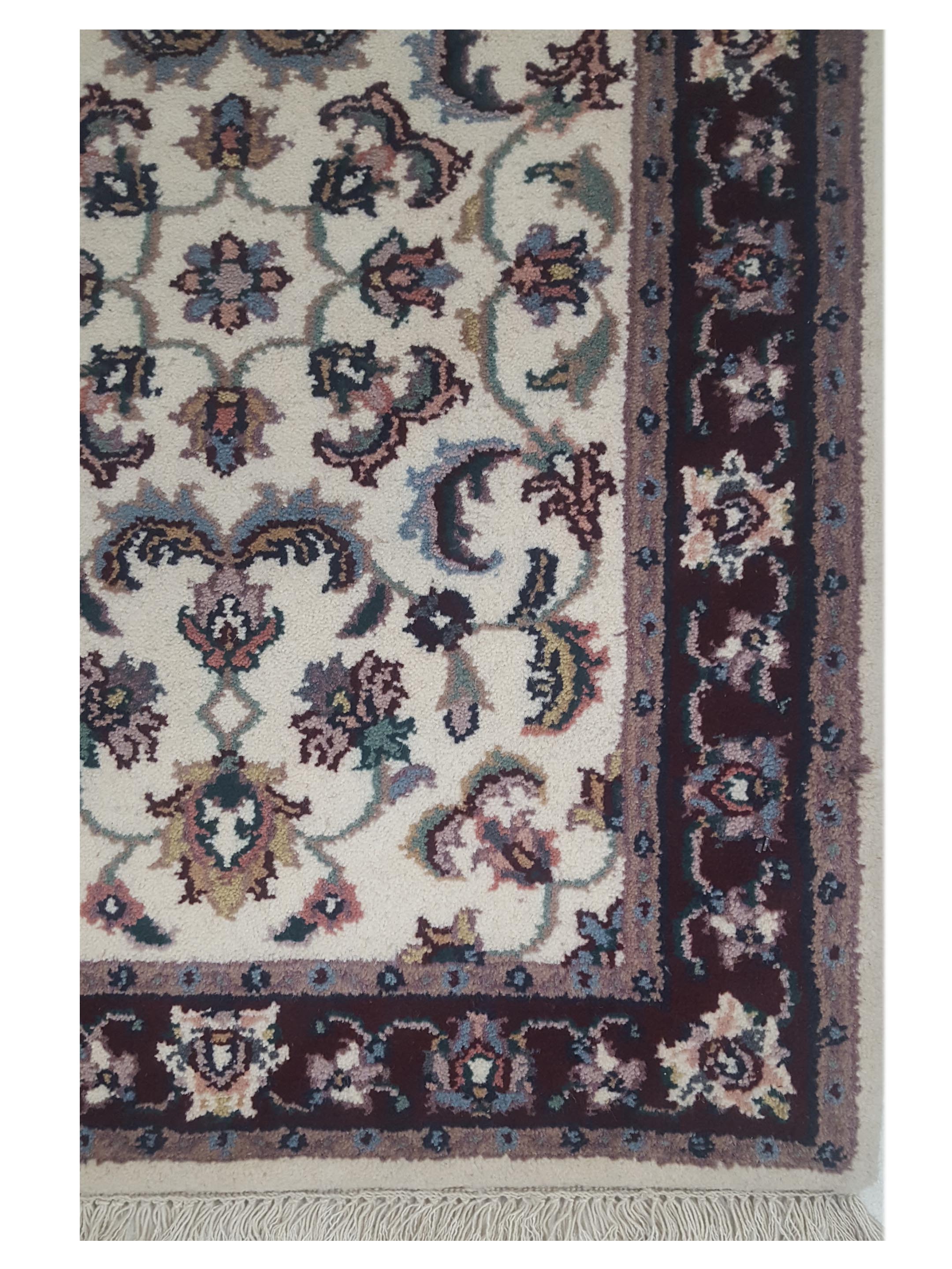 Kashan Indo Hand Knotted Ivory 2x3 - Image 3 of 5