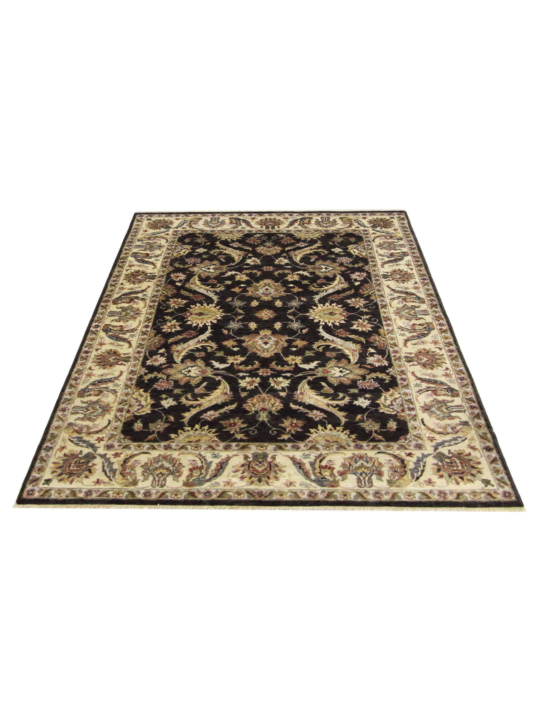 Agra Hand Knotted Black 6x9 - Image 2 of 5