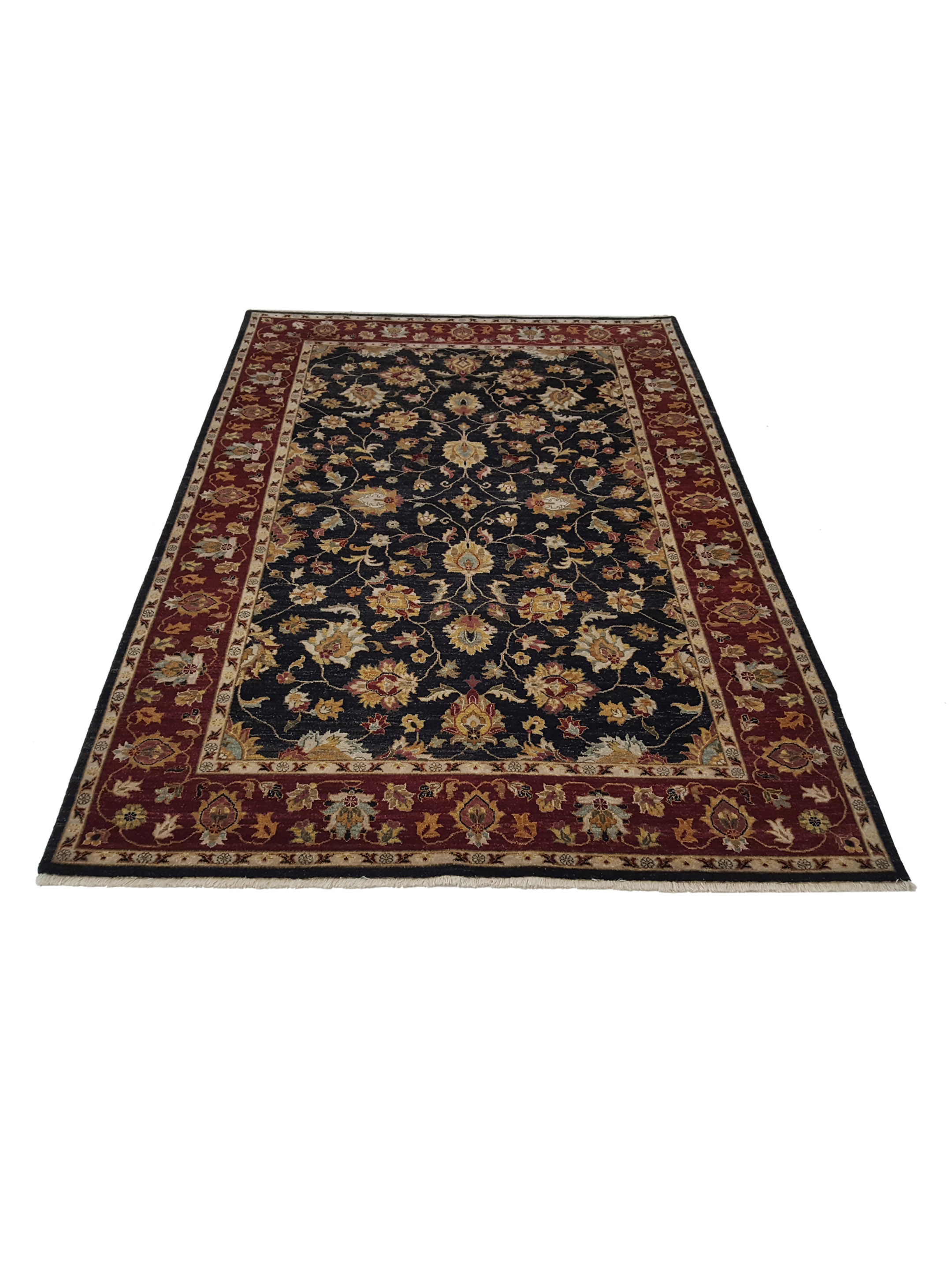 Agra Hand Knotted Black 6x9 - Image 2 of 6